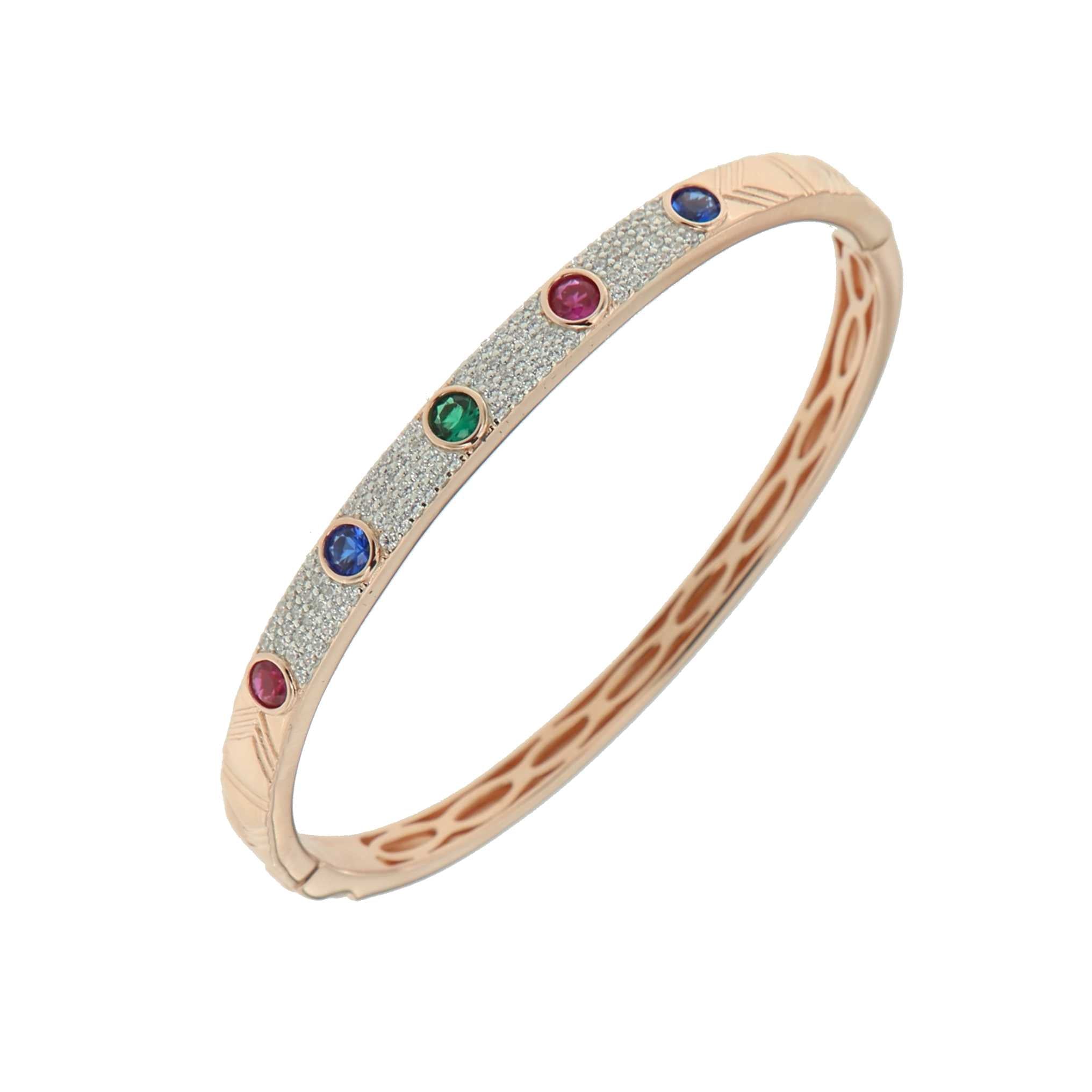 Pulsera Multicolor en Plata 925 Bañada en Oro Rosa