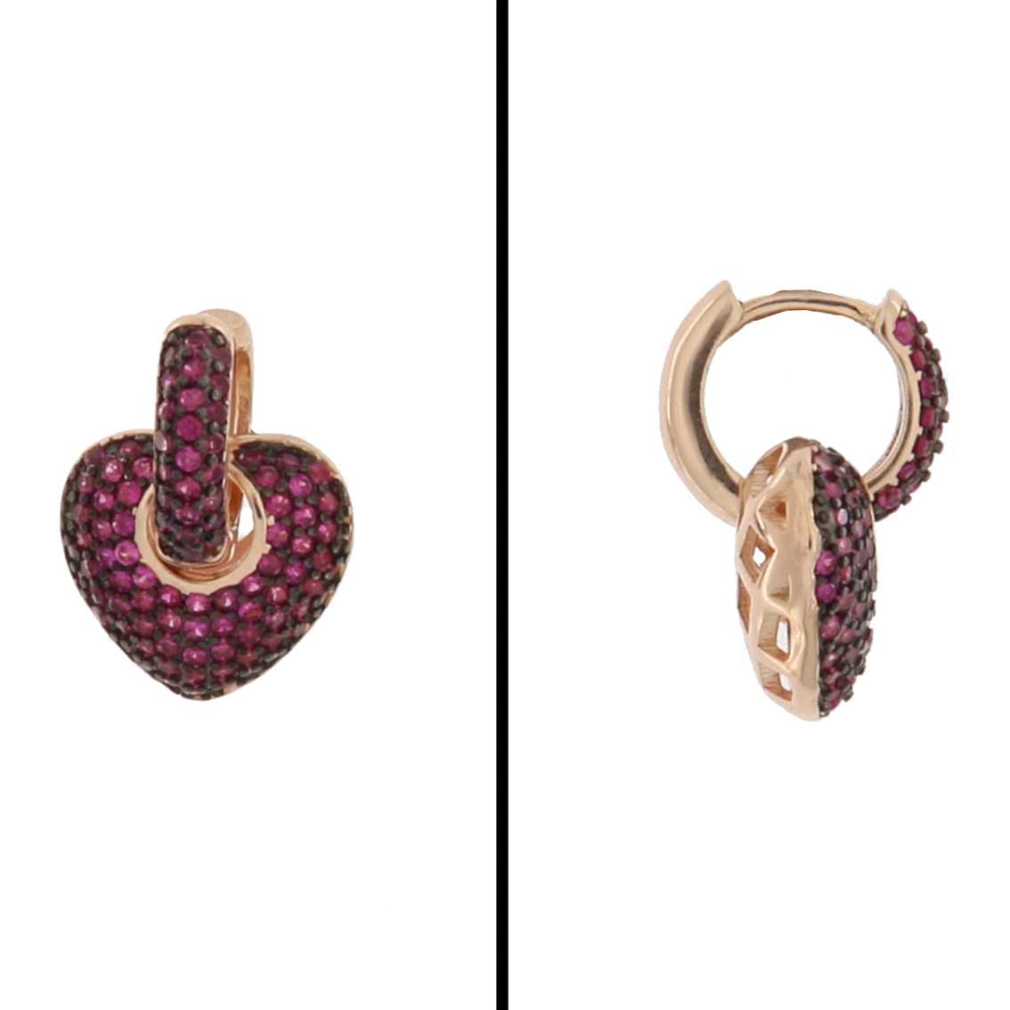 Aretes Corazón en Plata 925 Bañada en Oro Rosa