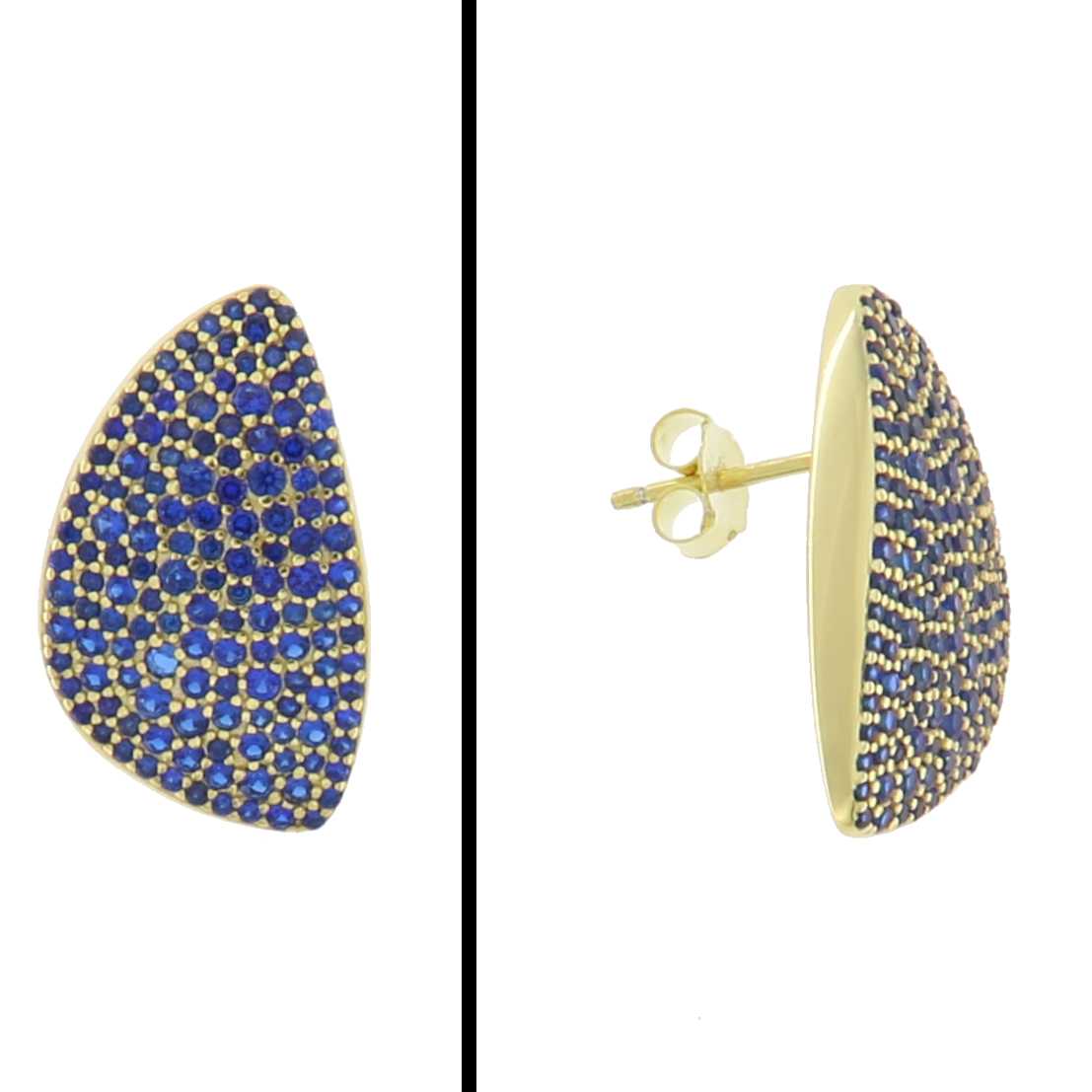 Aretes Ovalados en Plata 925 con Circonias Azules