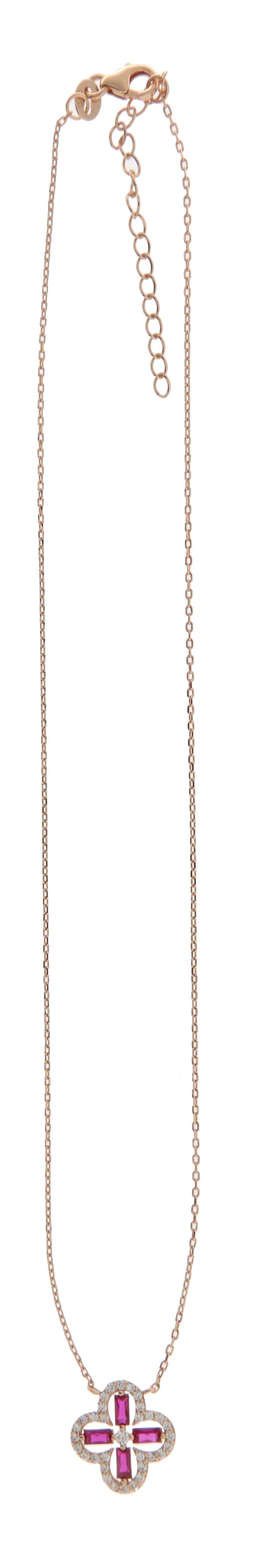Collar Trebol en Plata 925 Bañada con Circonias