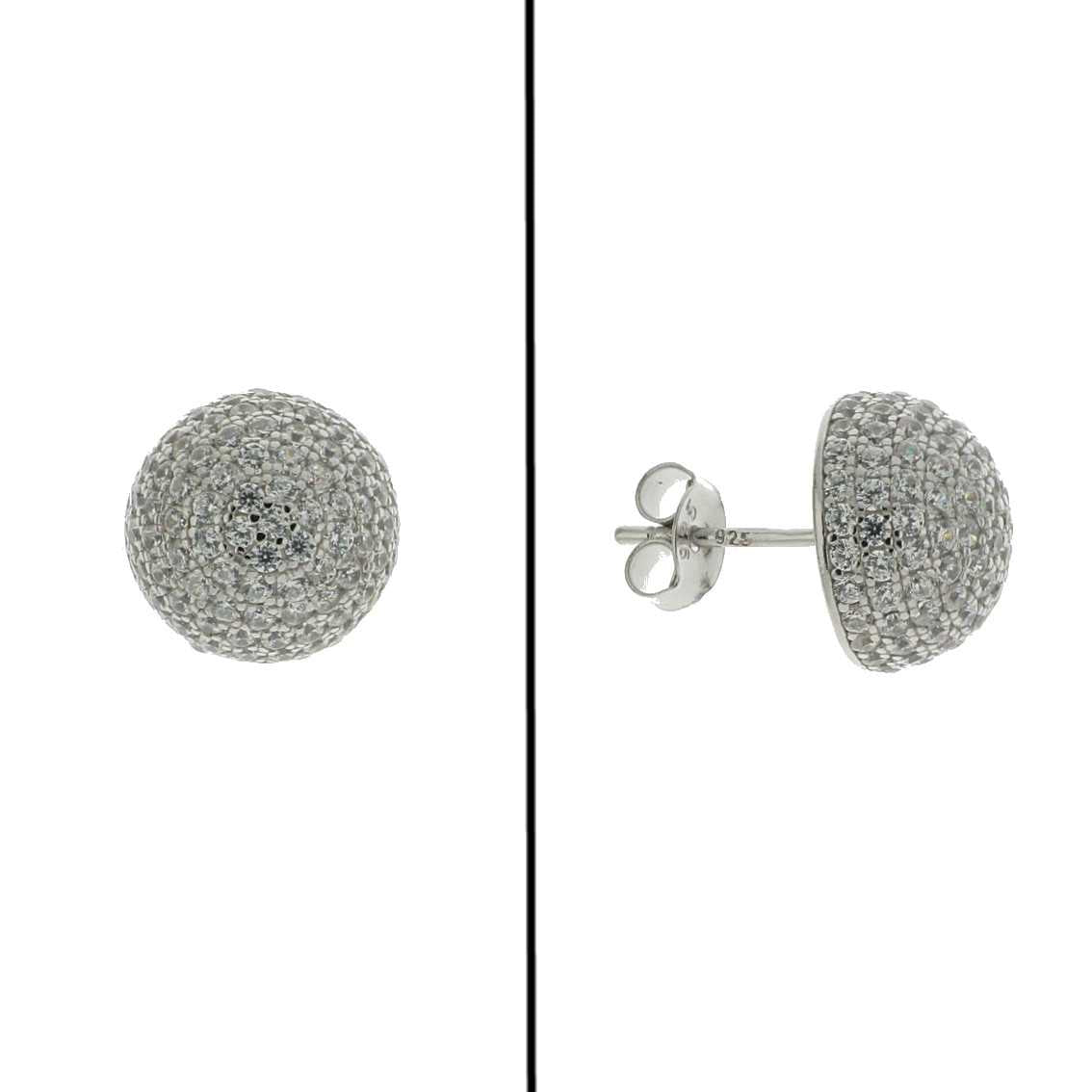 Aretes Domo en Plata 925 con Circonias