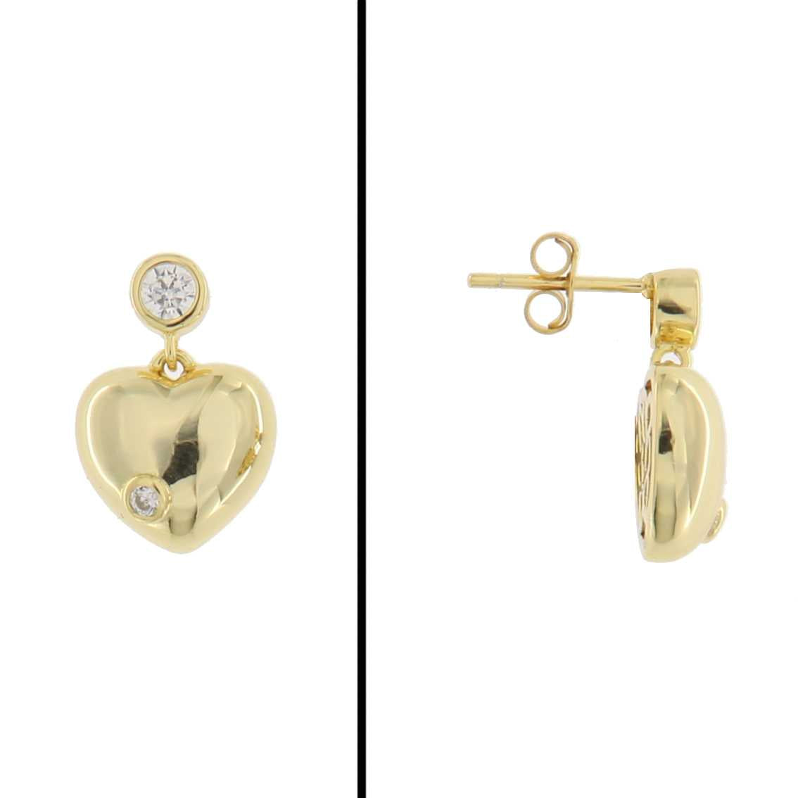 Aretes de Corazón en Plata 925 Bañada en Oro