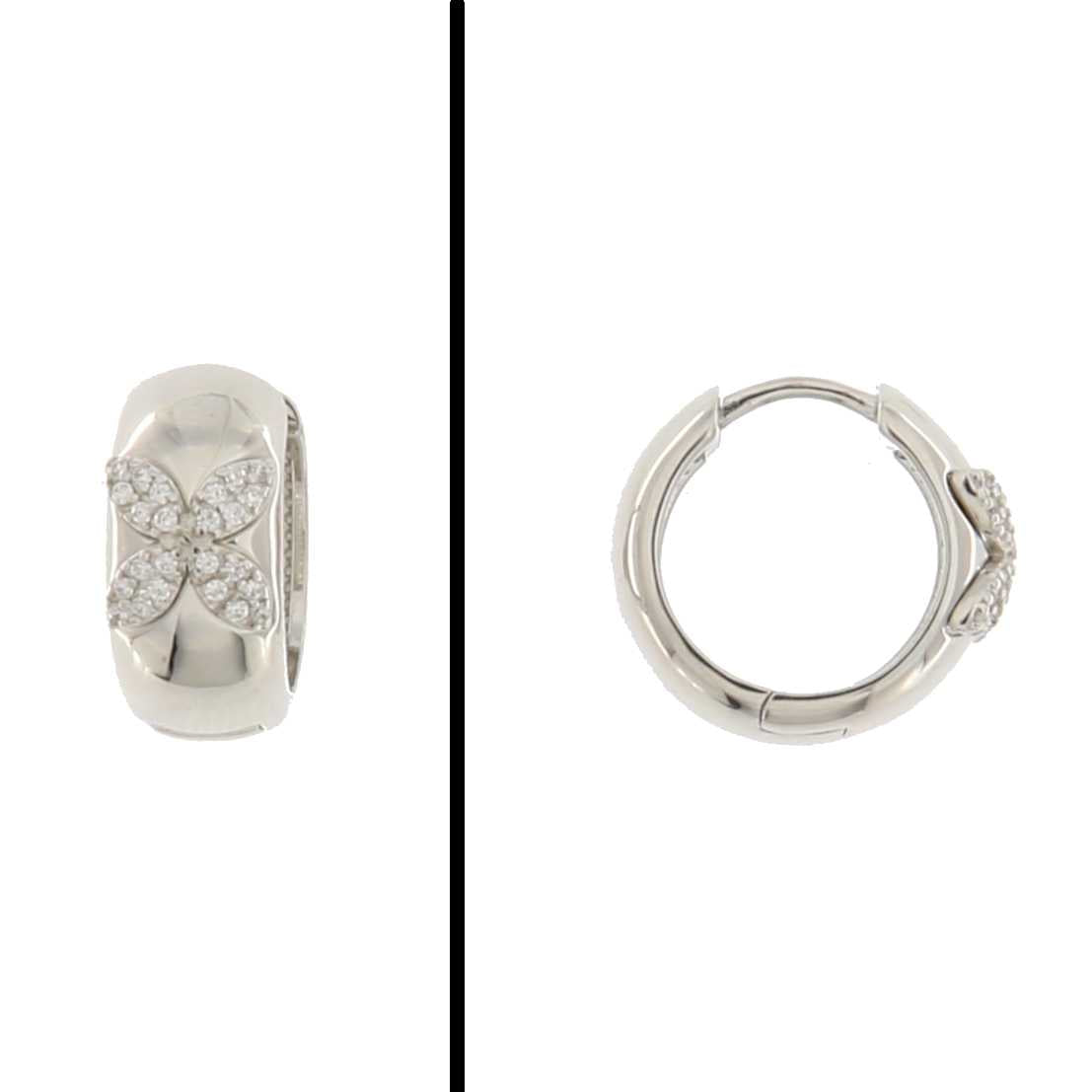 Aretes Huggies Flor en Plata 925