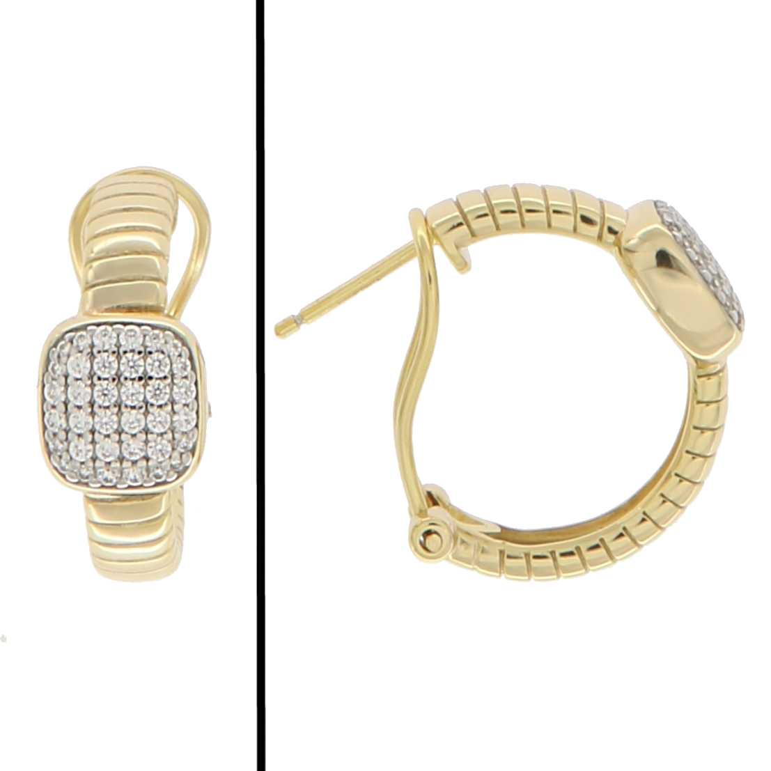 Aretes Cuadrados Pavé en Plata 925 Bañada en Oro
