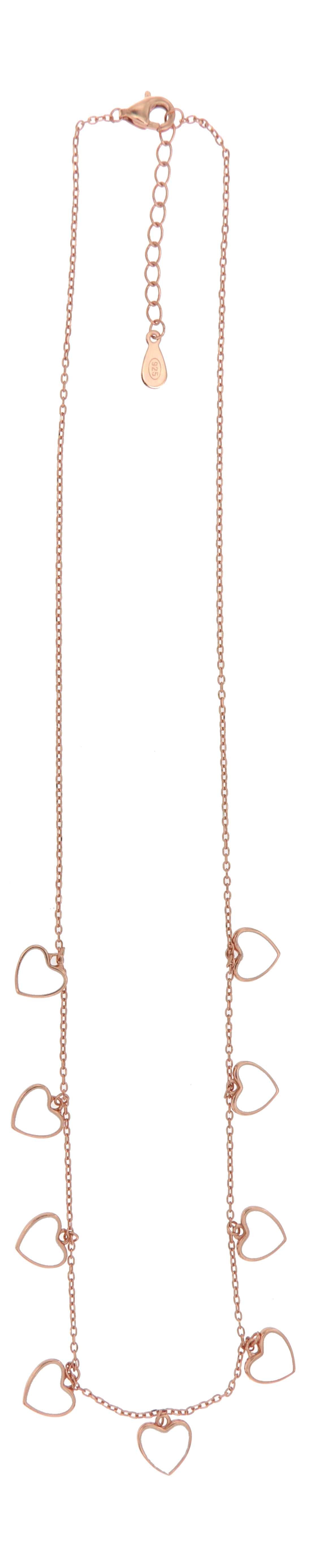 Collar de Corazones en Plata 925 con Esmalte Blanco