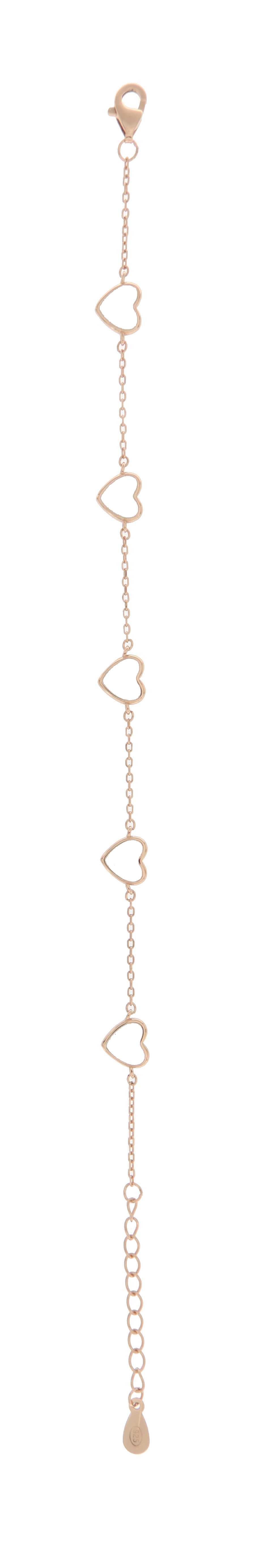 Pulsera Corazones en Plata 925 con Esmalte Blanco