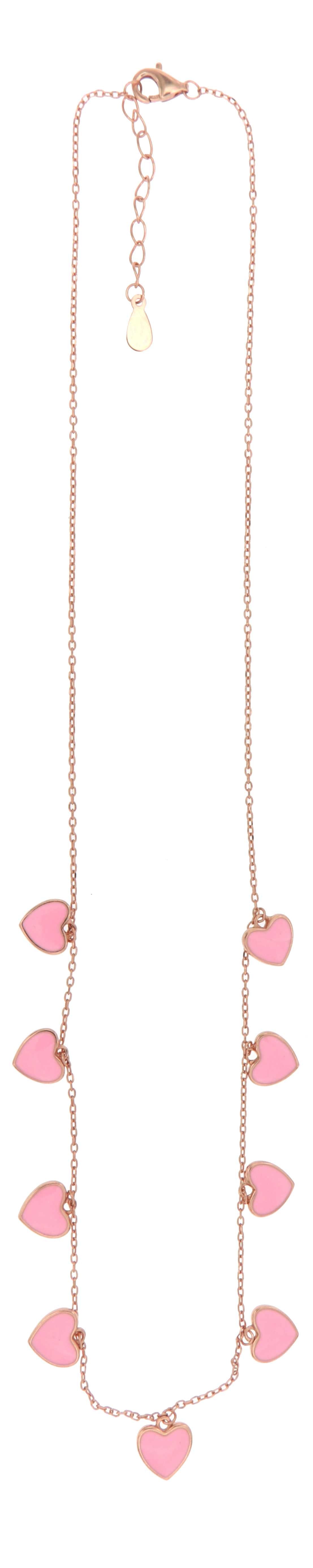 Collar Corazones Esmaltados en Oro Rosa 925
