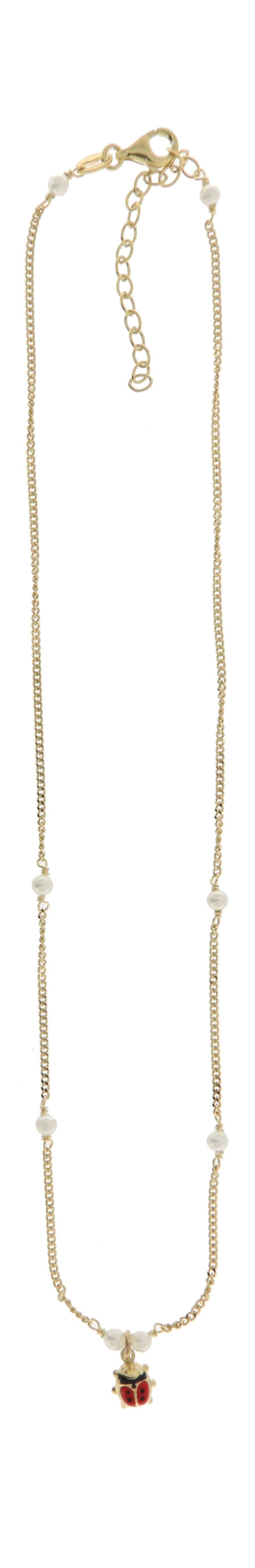 Collar de Mariquita y Perlas en Plata 925