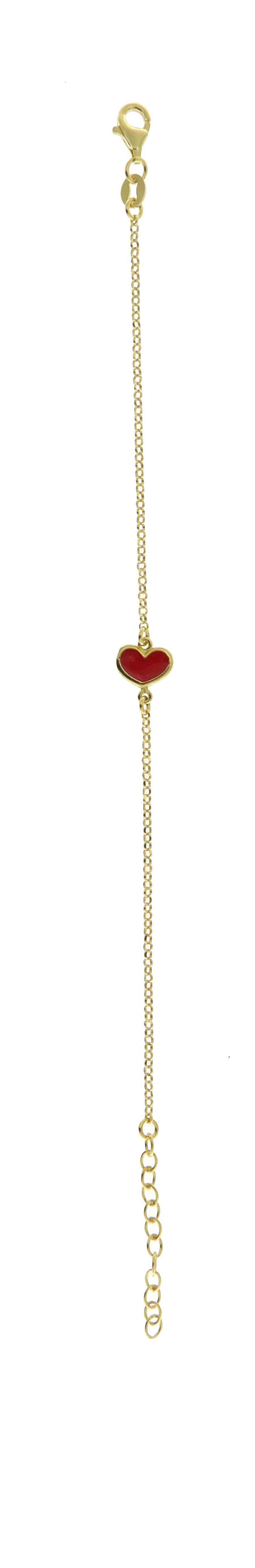 Pulsera Corazón Solitario en Esmalte Rojo