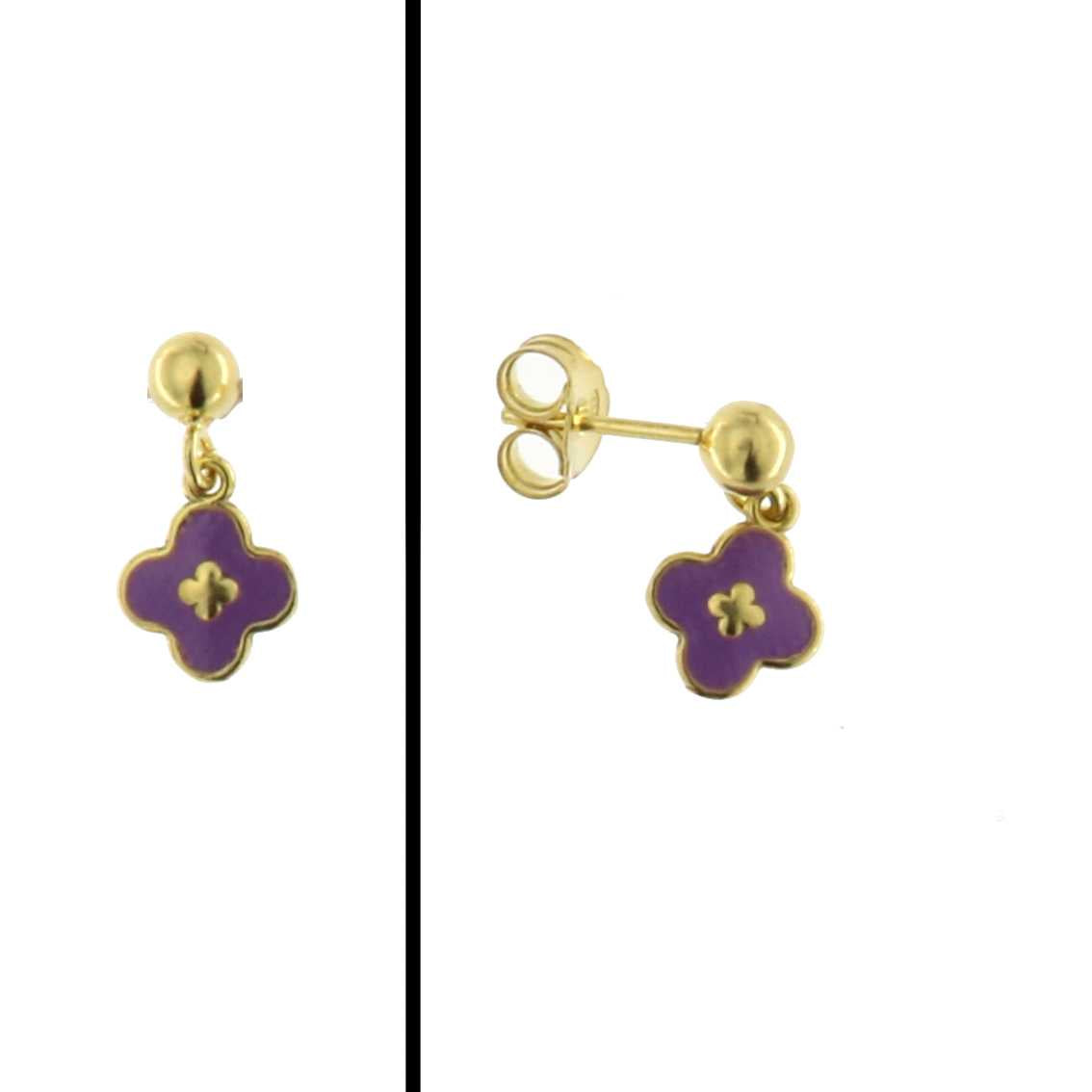 Aretes Trébol en Plata 925 Bañada en Oro