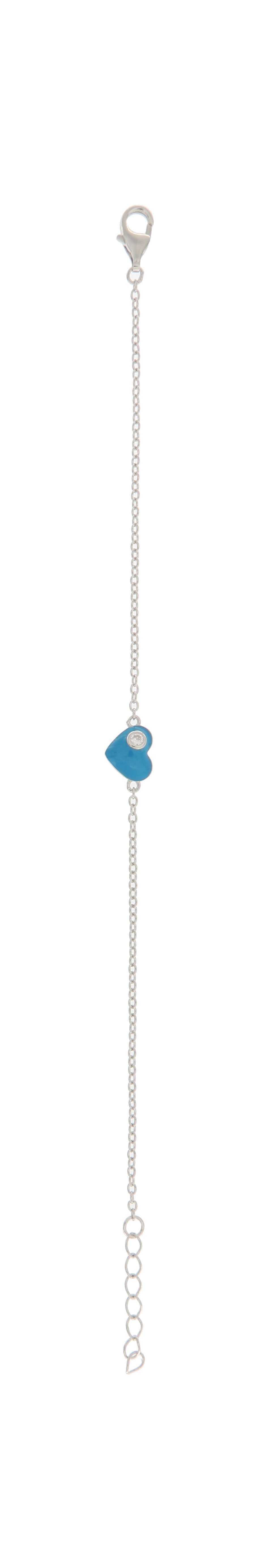 Pulsera Corazón Esmalte Azul y Circonia