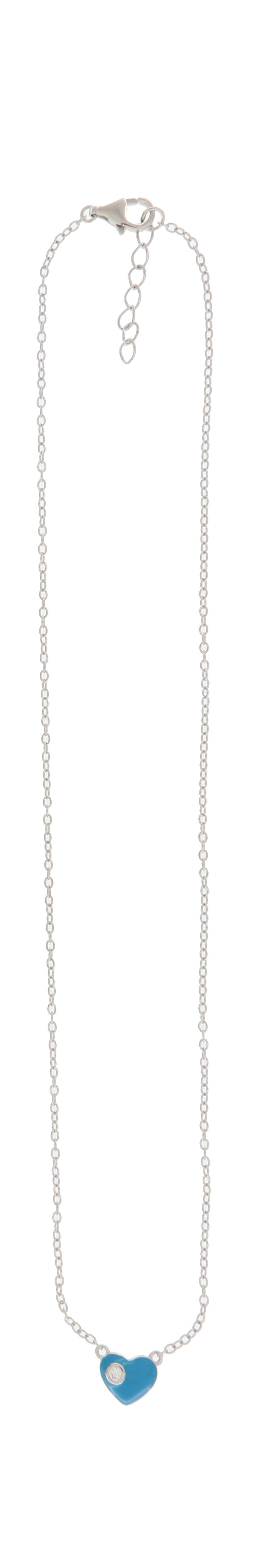 Collar Corazón Azul con Circonia en Plata 925
