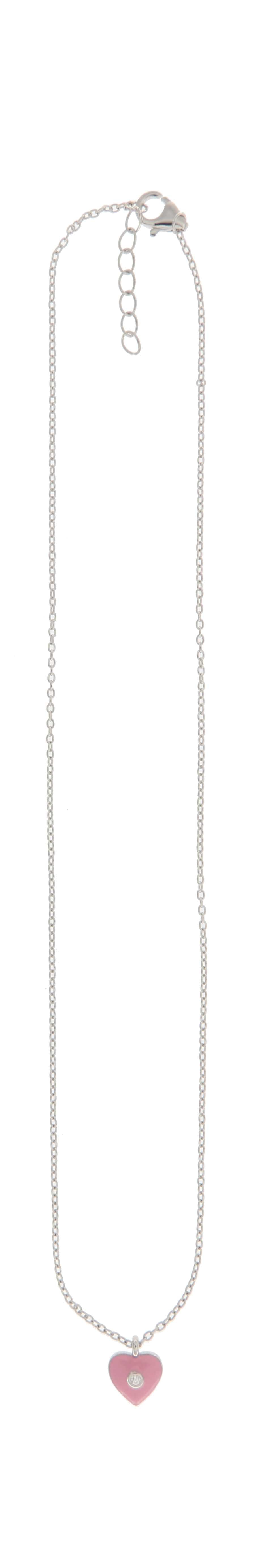 Collar Corazón Rosa en Plata 925 con Circonia