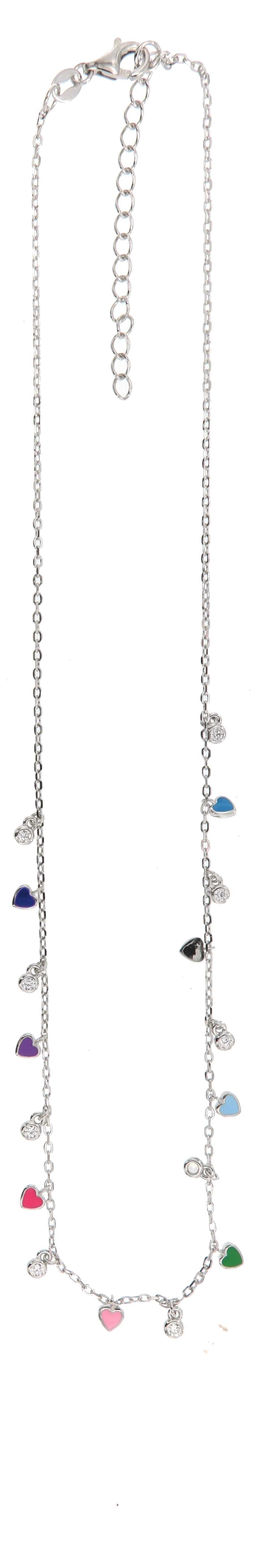 Collar de Corazones en Plata 925 con Esmalte Multicolor