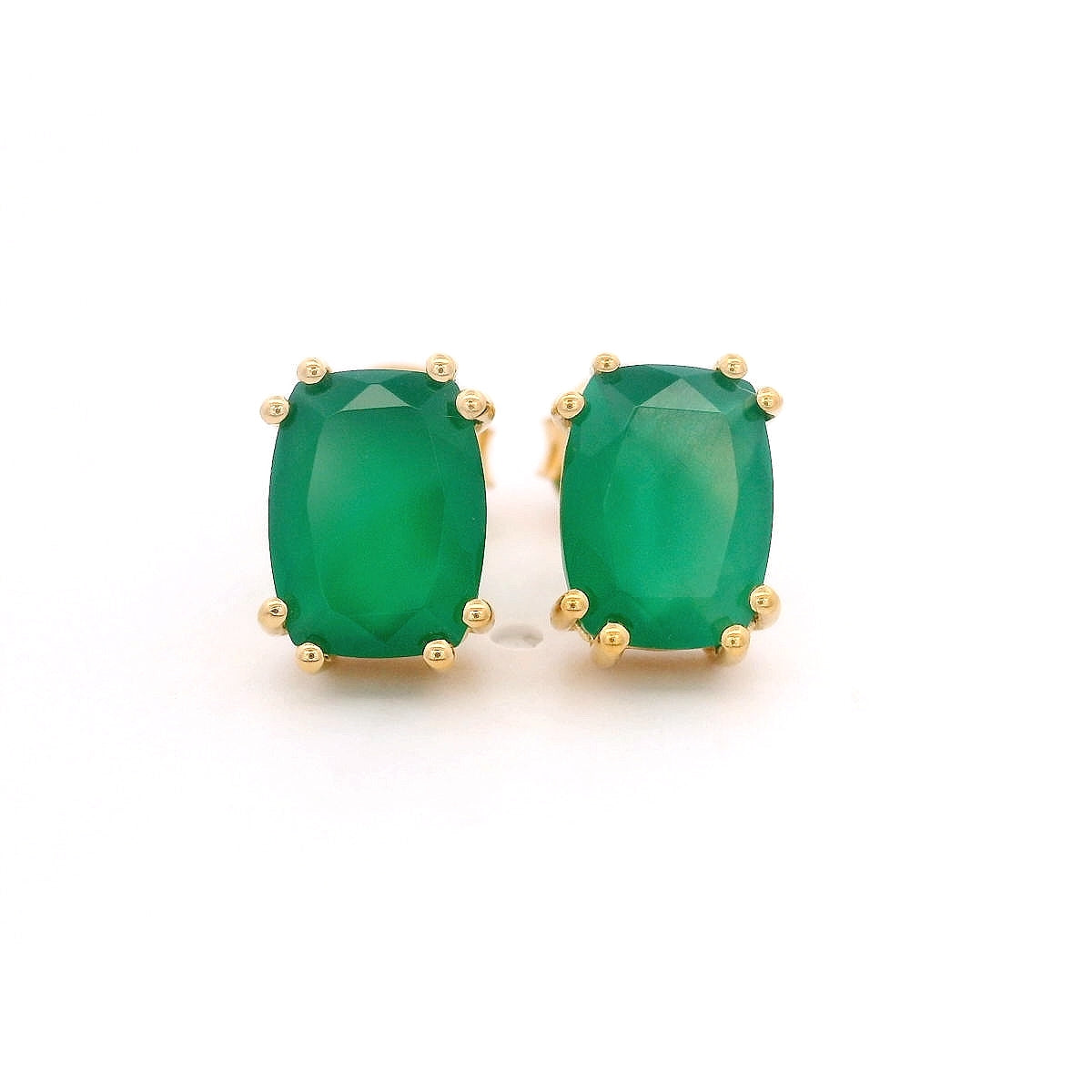 Aretes Baguette de Ónix Verde en Plata 925 Bañada