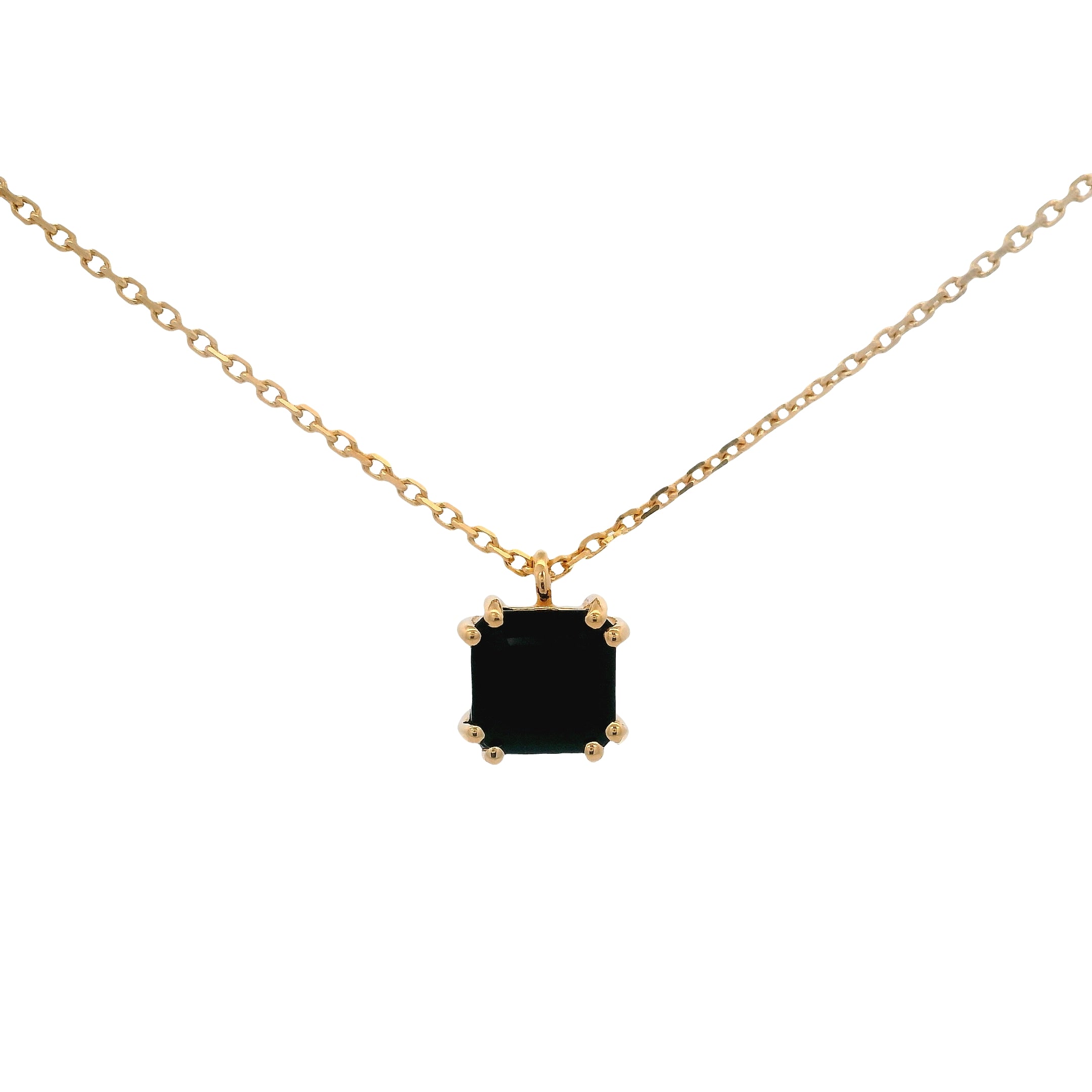 Collar con Ónix Negro en Plata 925 Bañada