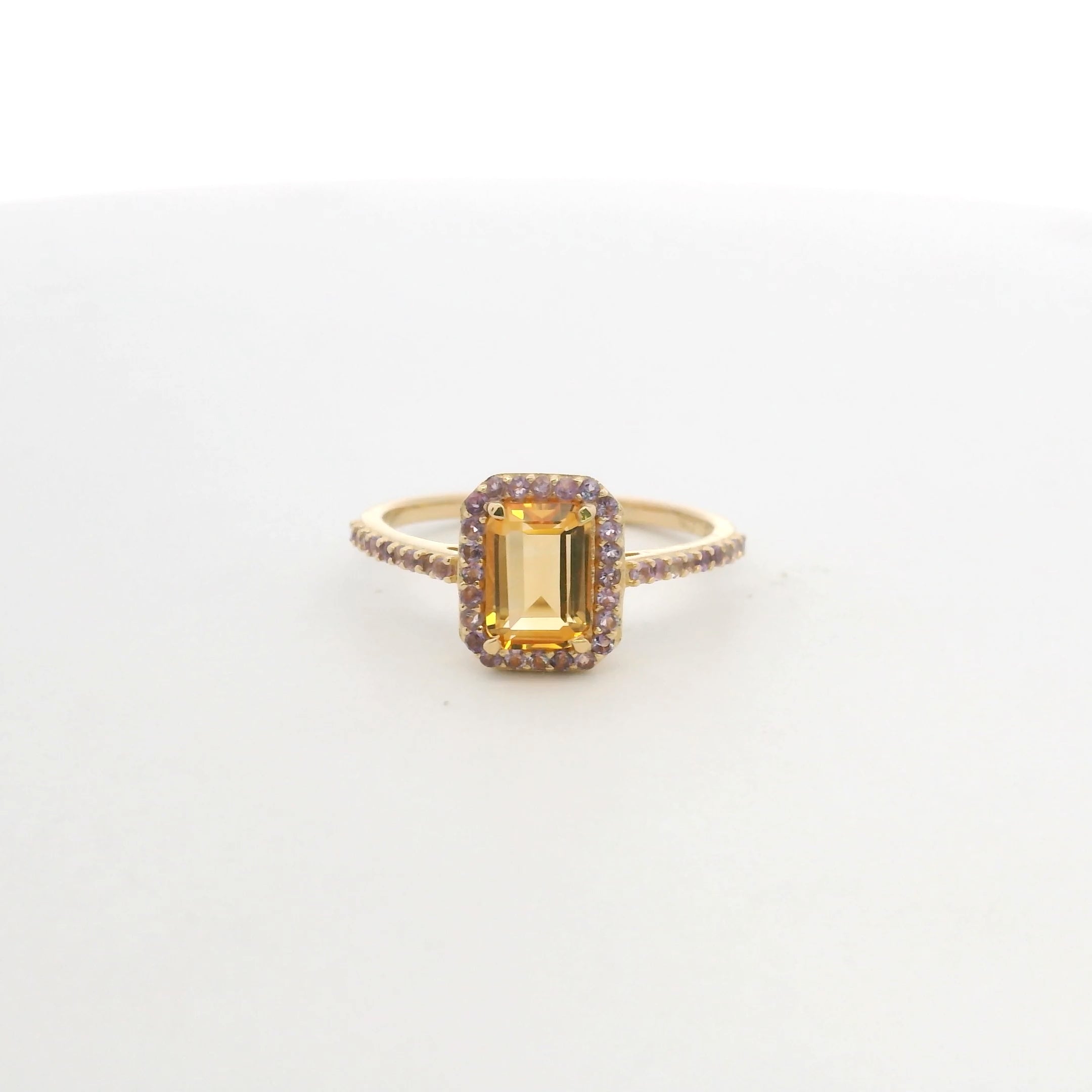 Anillo de Amatista y Citrina en Plata 925 Bañada