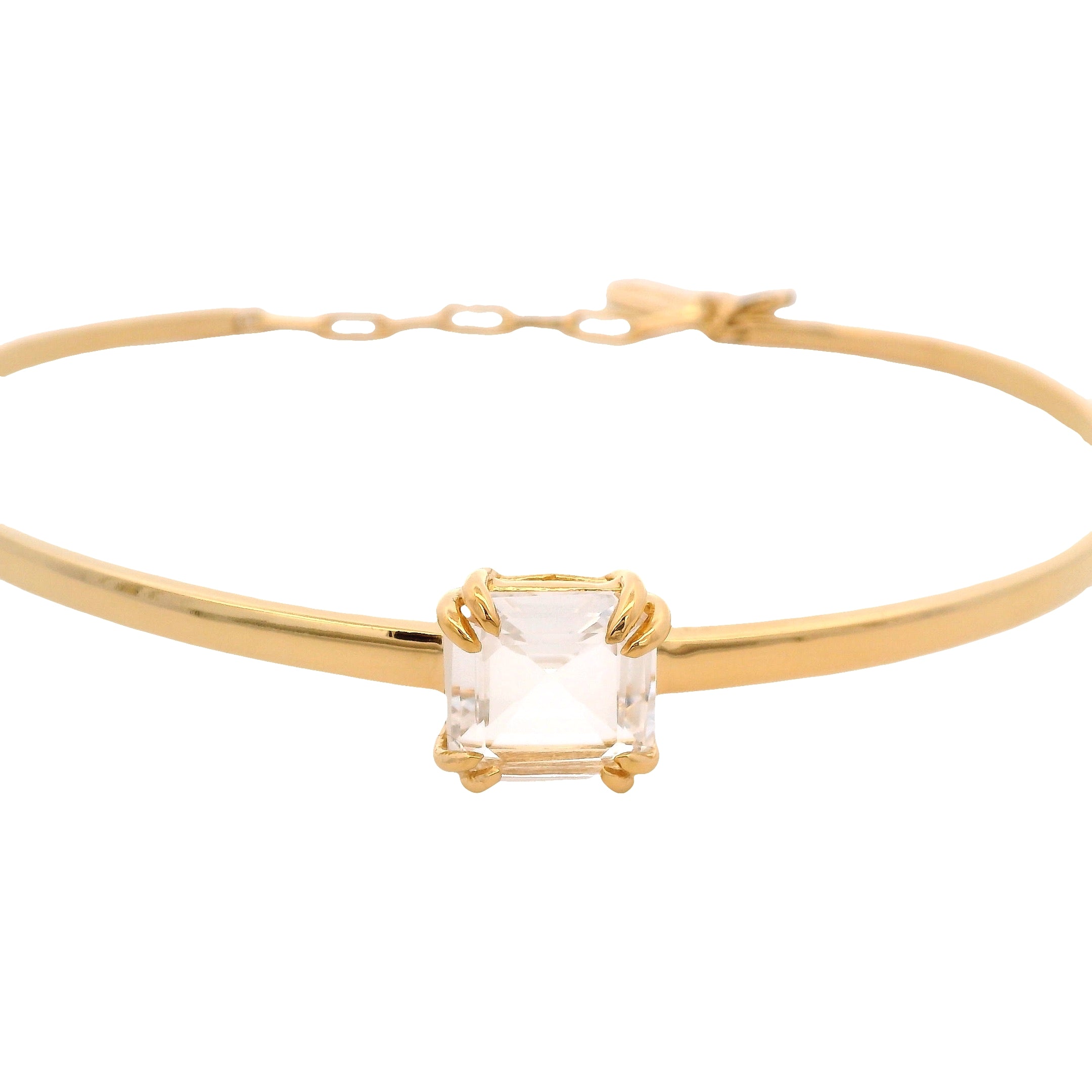 925YG SQUARE ROCK CRYSTAL BANGLE