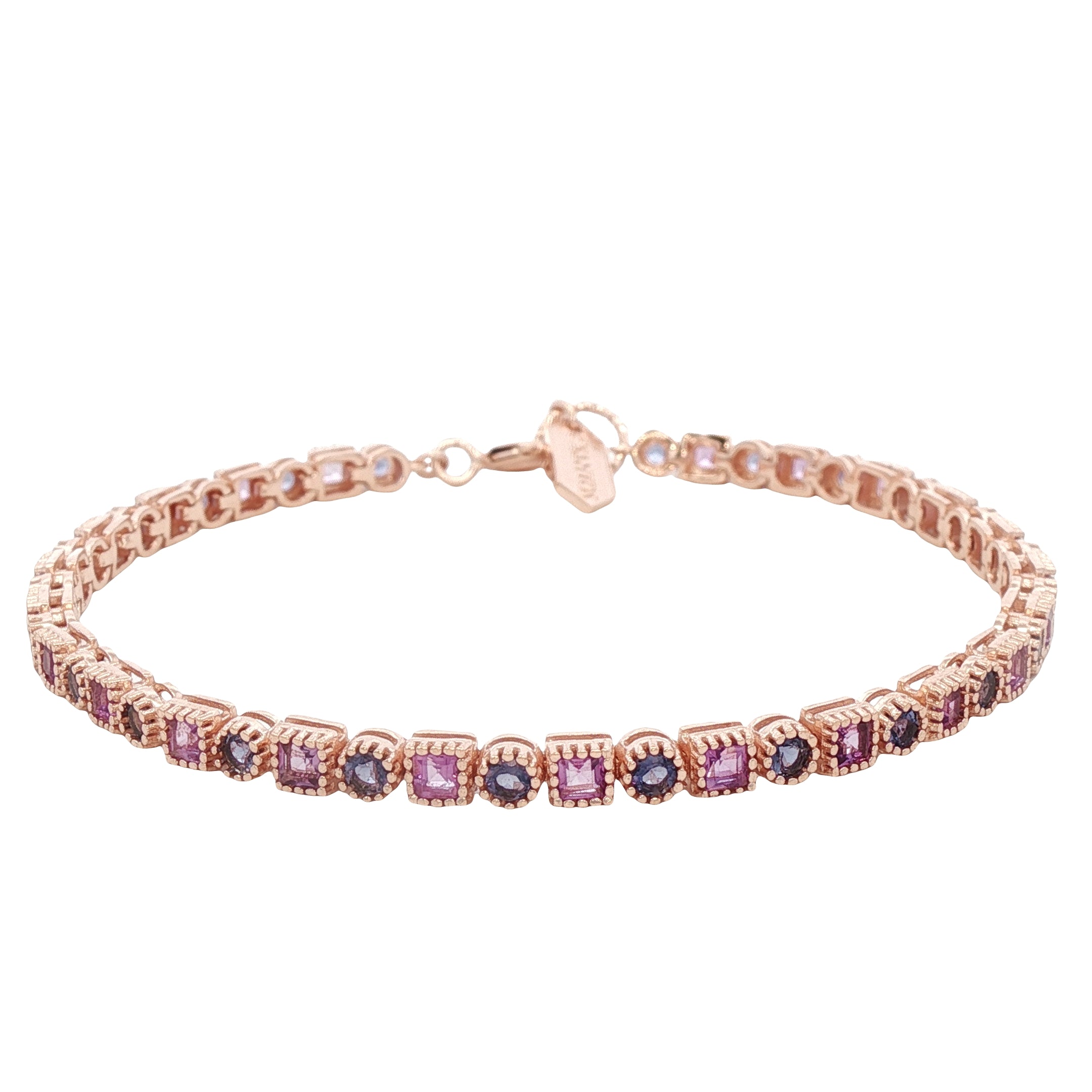 925RG TENNIS SQUARE AMETHYST BEZEL IOLITE BRACELET