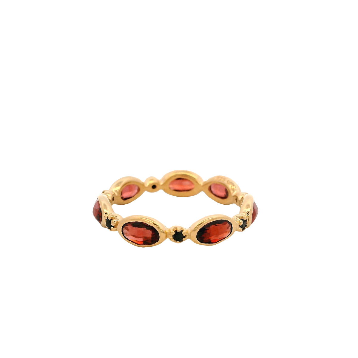 Anillo Ovalado de Granate y Espinela en Plata 925