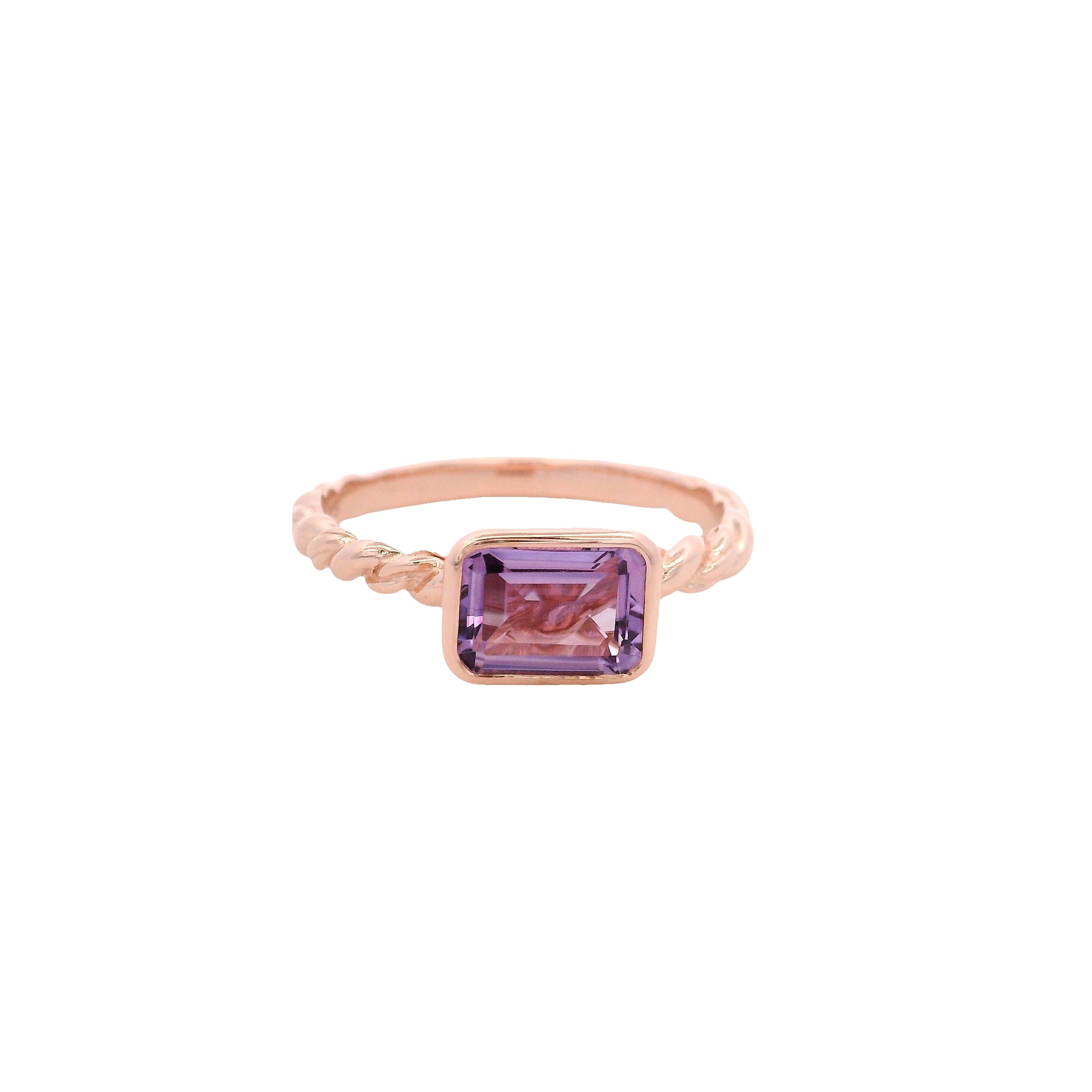 Anillo de Amatista en Plata 925 Bañada en Oro Rosa