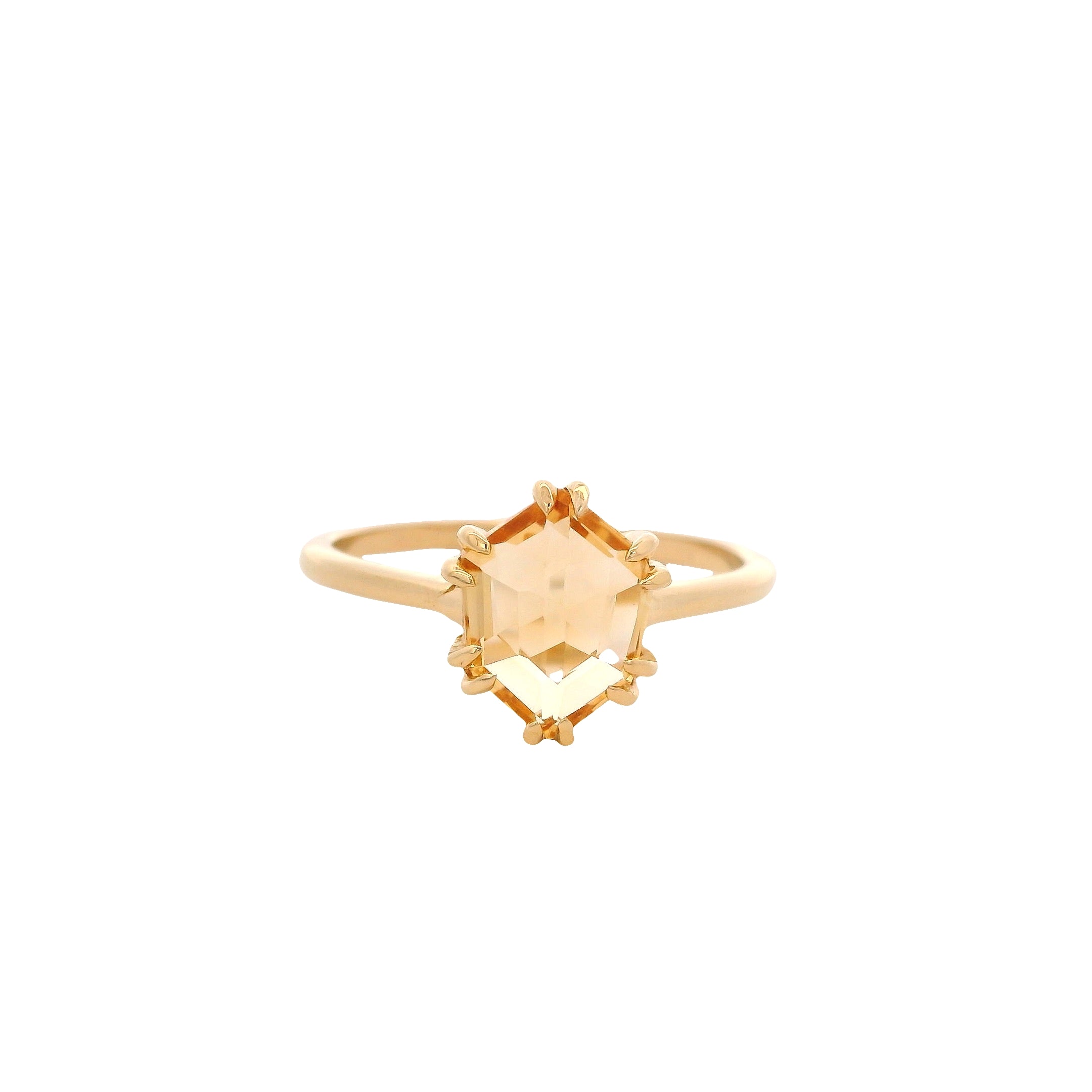 925YG HEXAGONAL CITRINE RING T6.5