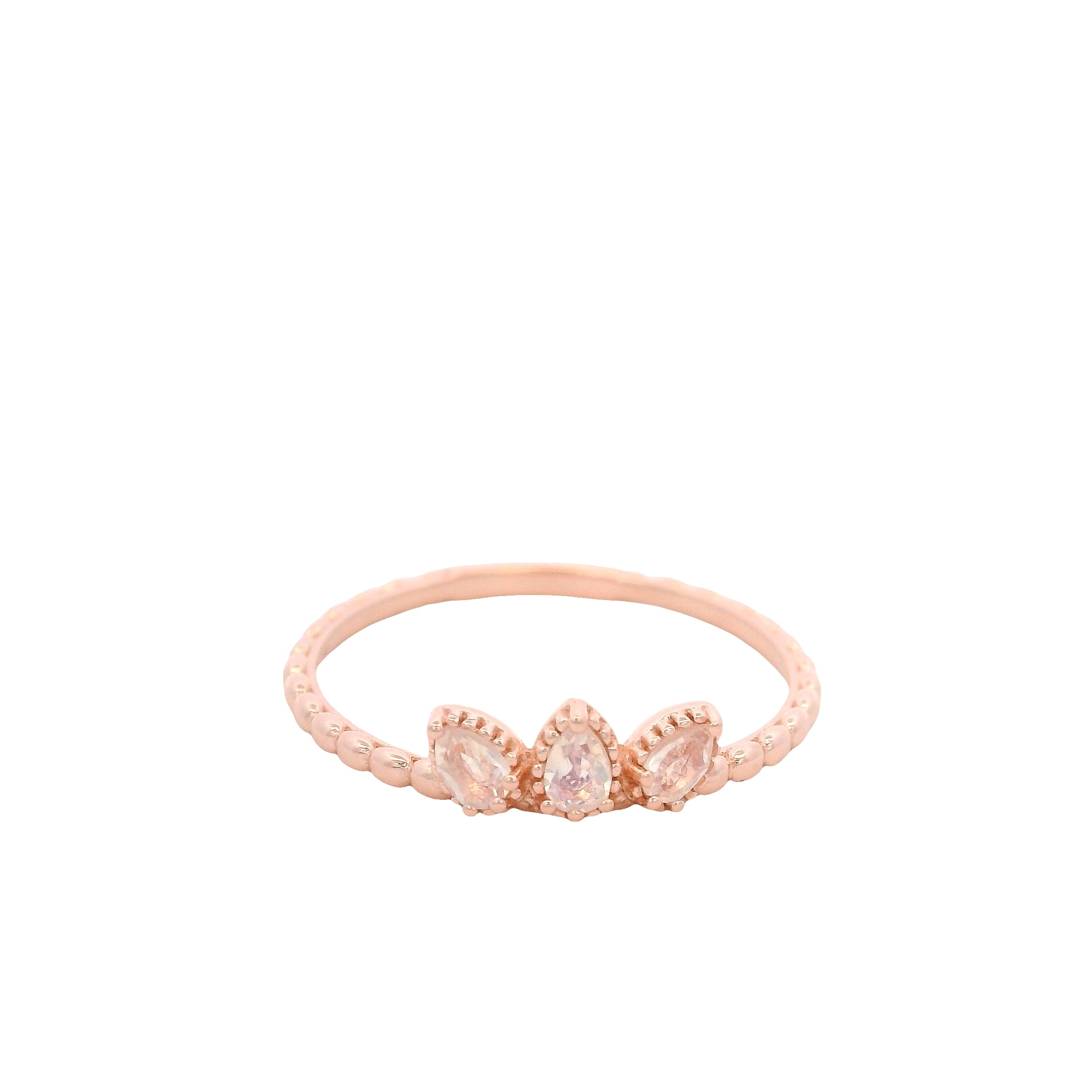 Anillo de Gotas con Piedra Luna en Oro Rosa