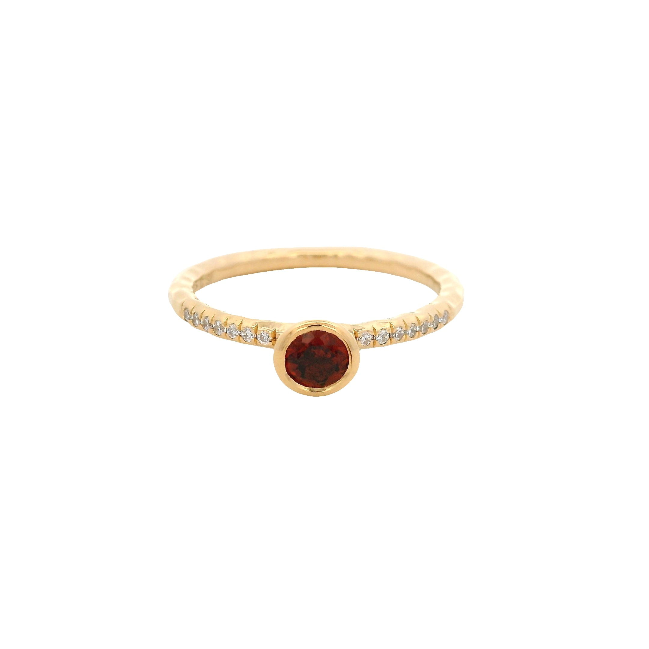 925YG BEZEL GARNET SOLITARY RING T6.5