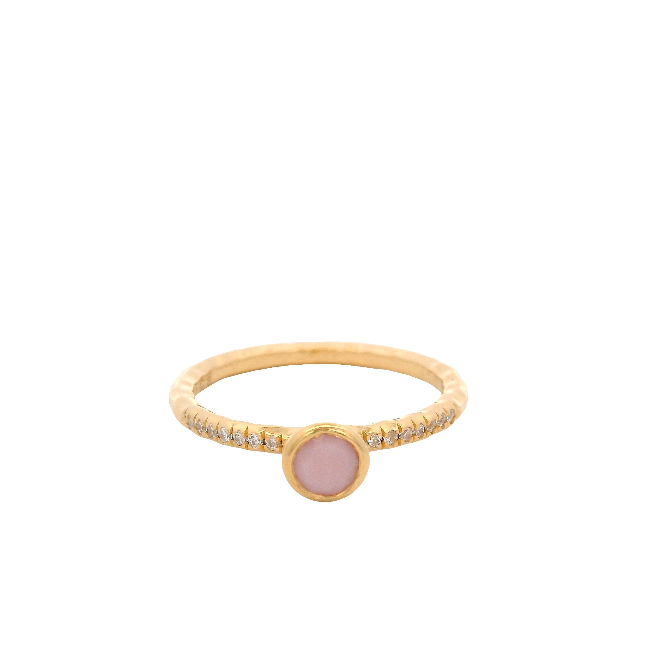 925YG BEZEL OPAL PINK SOLITARY RING T6.5
