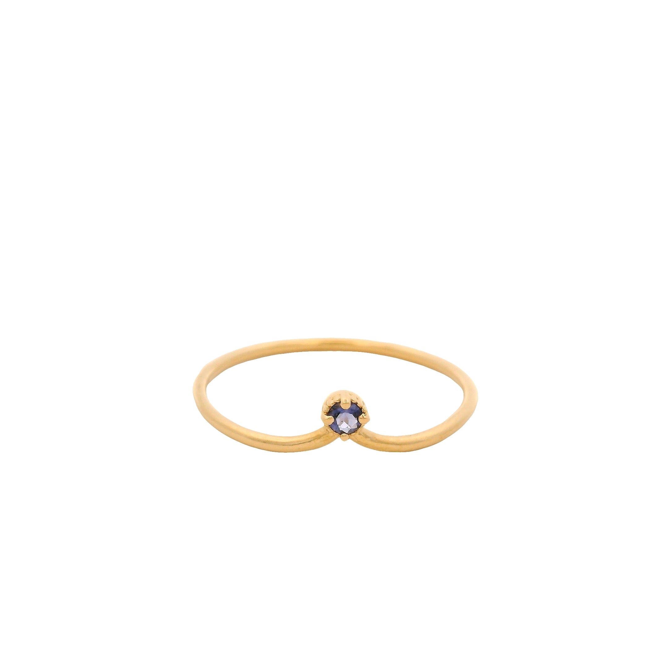 Anillo Solitario de Iolita en Plata 925 Bañada en Oro