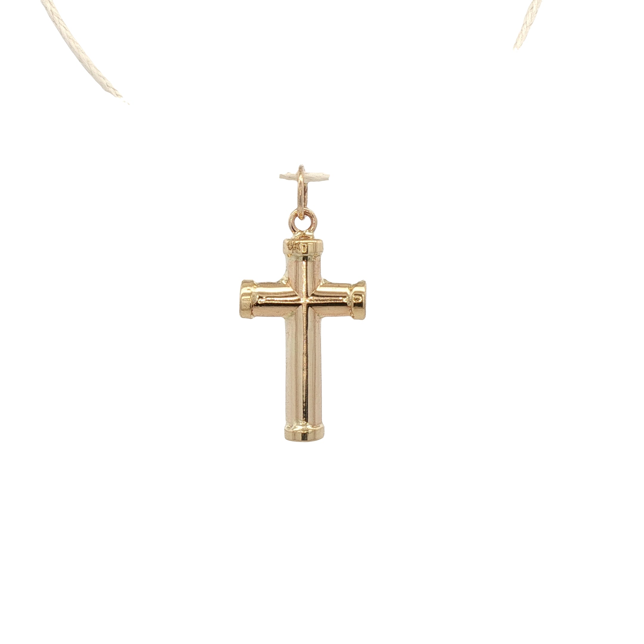 Dije Cruz Redondeada en Oro Amarillo 14K
