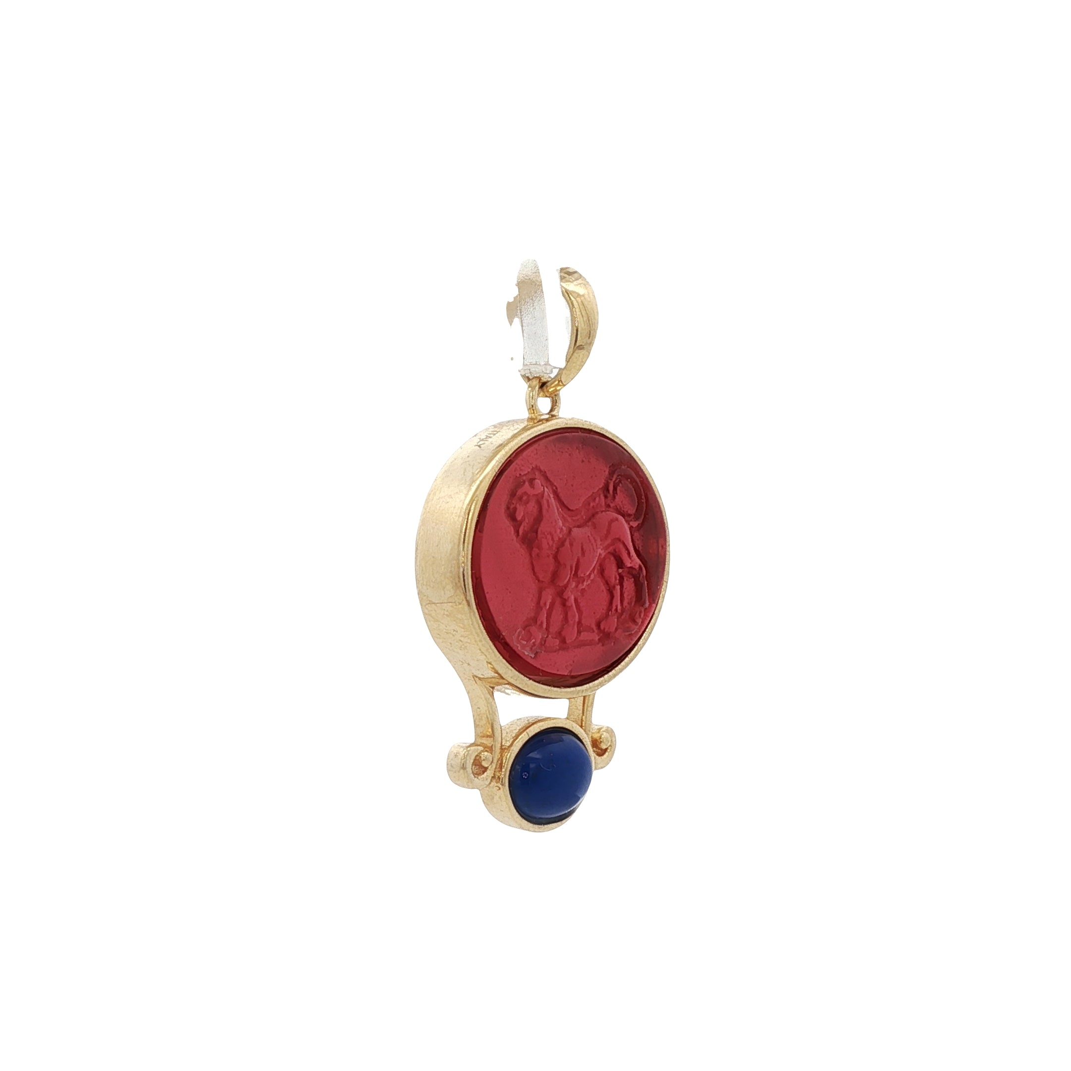 925YG CHIMERA RED AND LAPIS LAZULI PENDANT