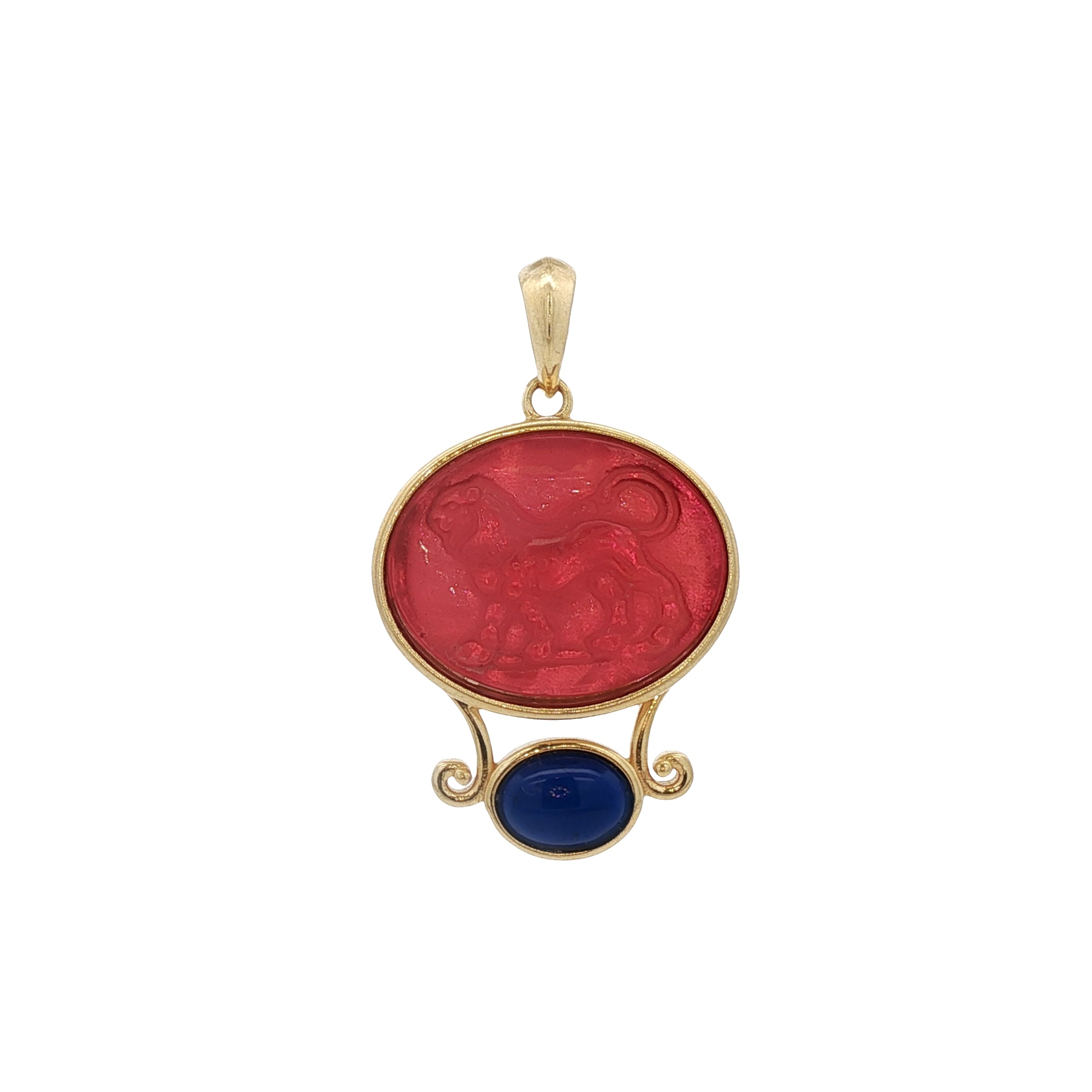 925YG CHIMERA RED AND LAPIS LAZULI PENDANT