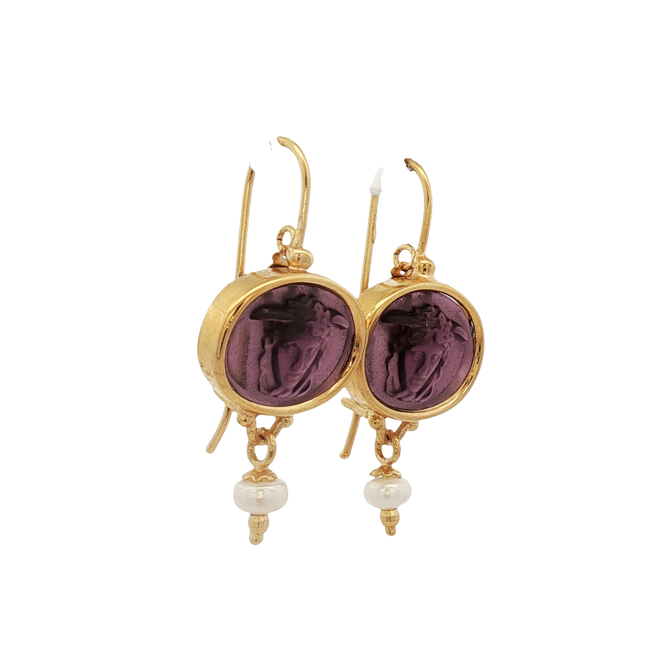 925YG CHIMERA PURPLE WITH PEARL EARRINGS