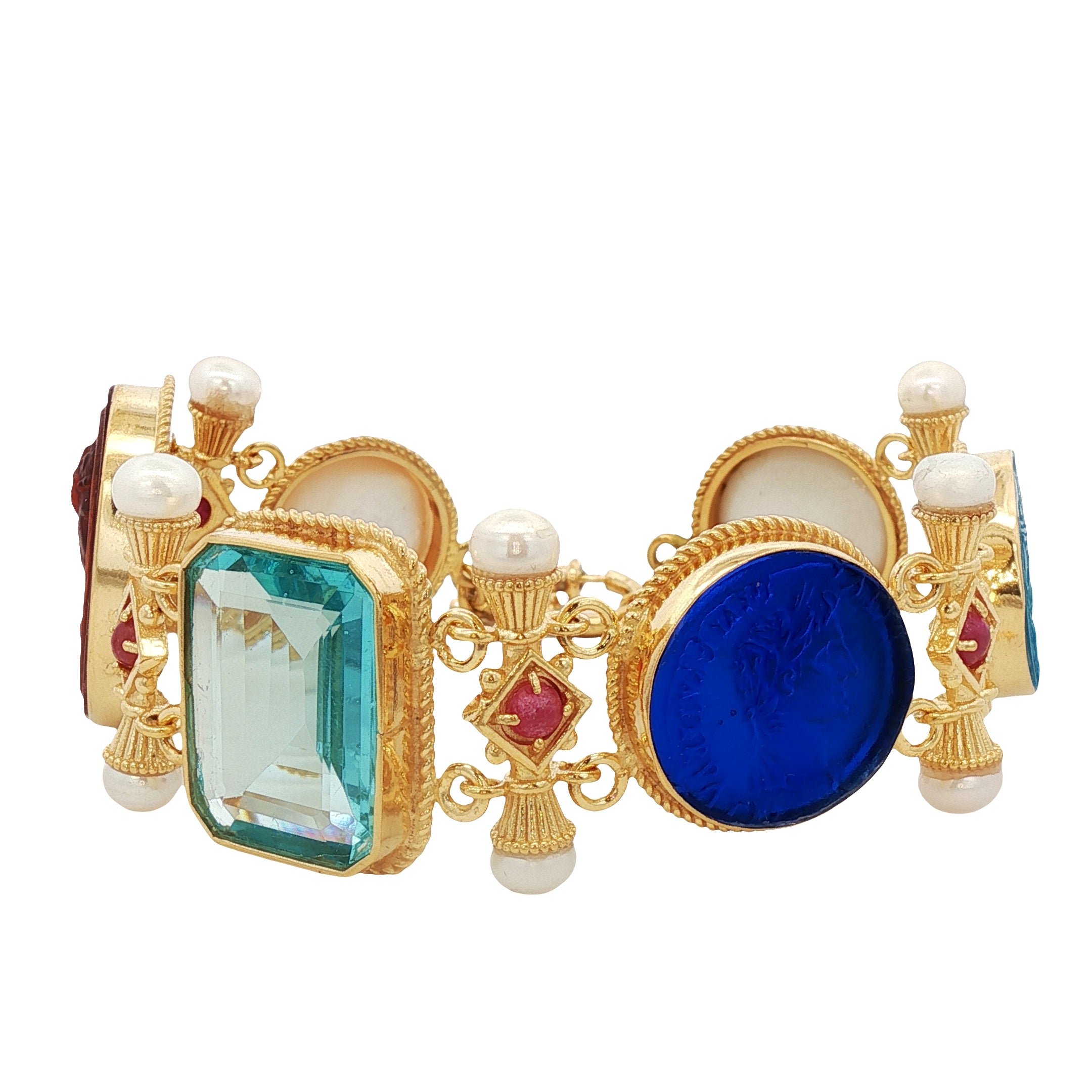 925YG STATION PERFIL MEN WITH MABE PEARL RUBY BRACELET