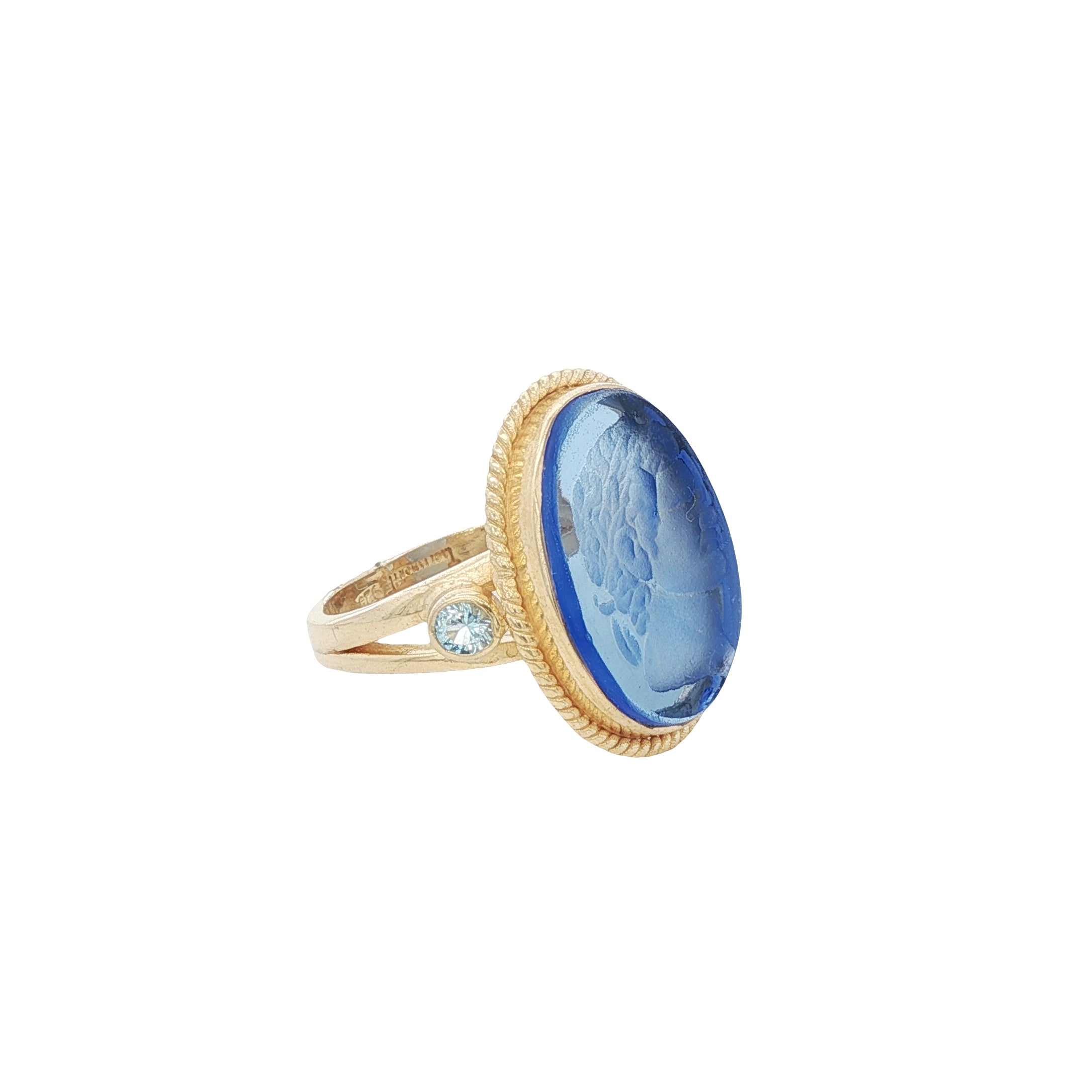 925YG PERFIL BLUE MATTE AND BLUE TOPAZ RING T7