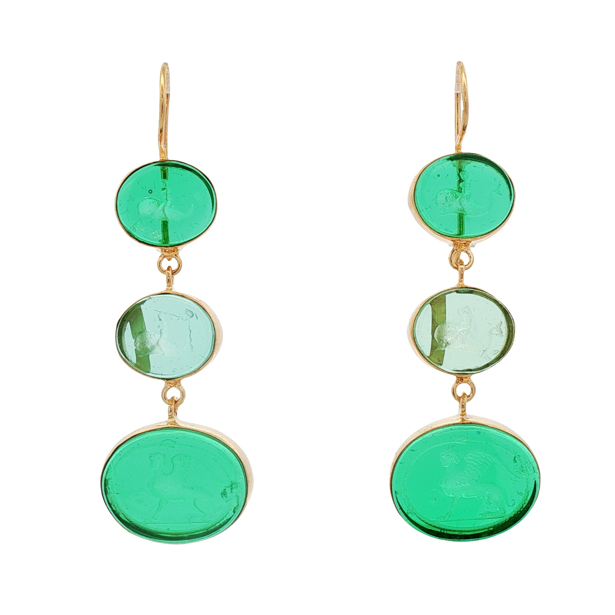925YG CHIMERA GREEN AND BOY WOMAN EARRINGS