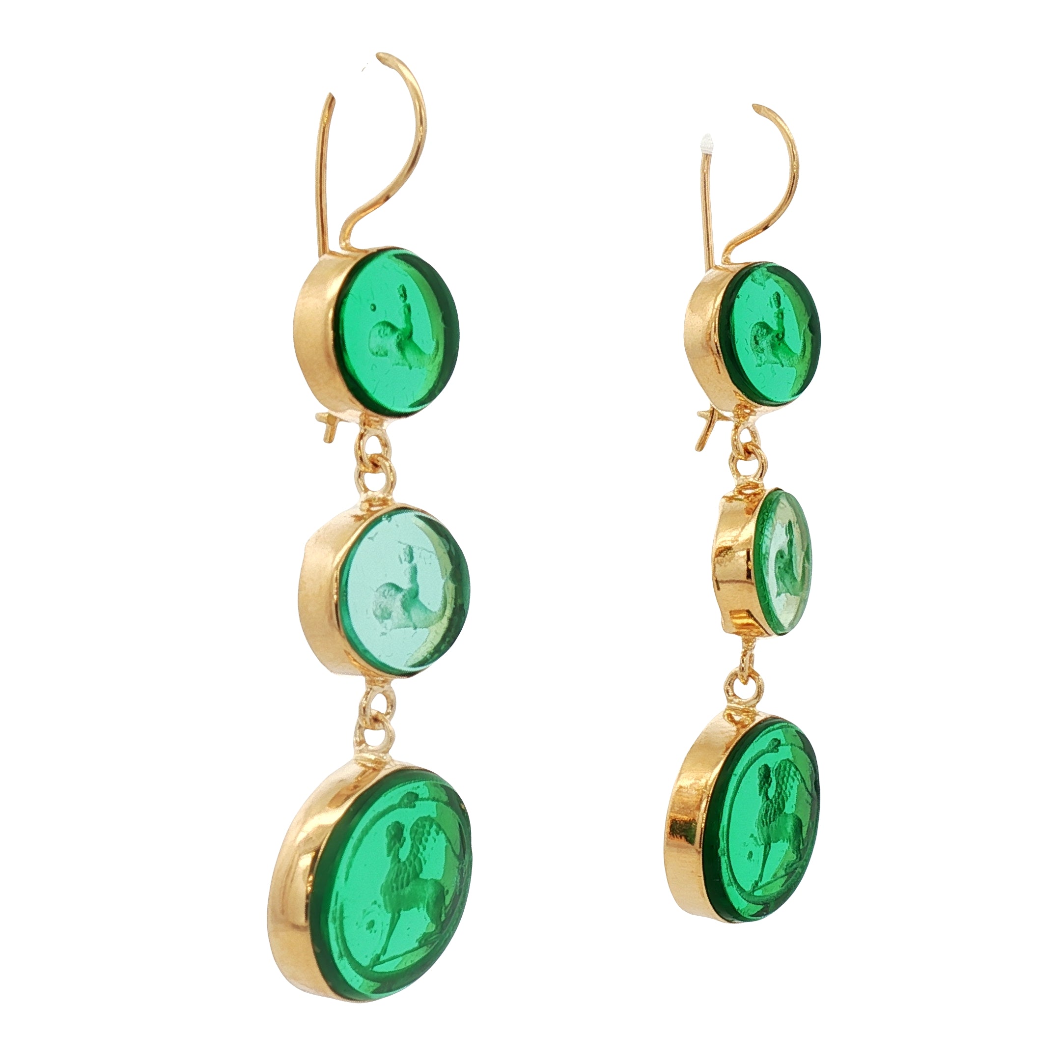 925YG CHIMERA GREEN AND BOY WOMAN EARRINGS