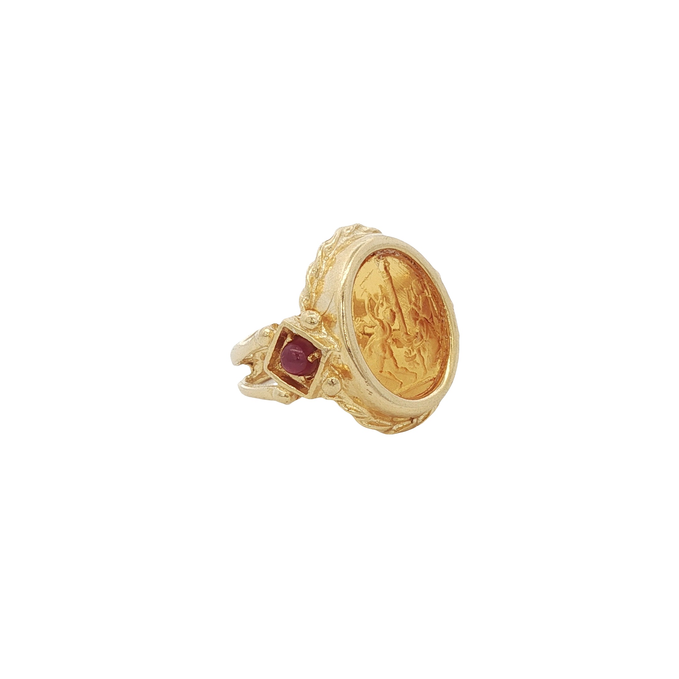 925YG MAYPOLE AMBER WITH RUBY RING T6