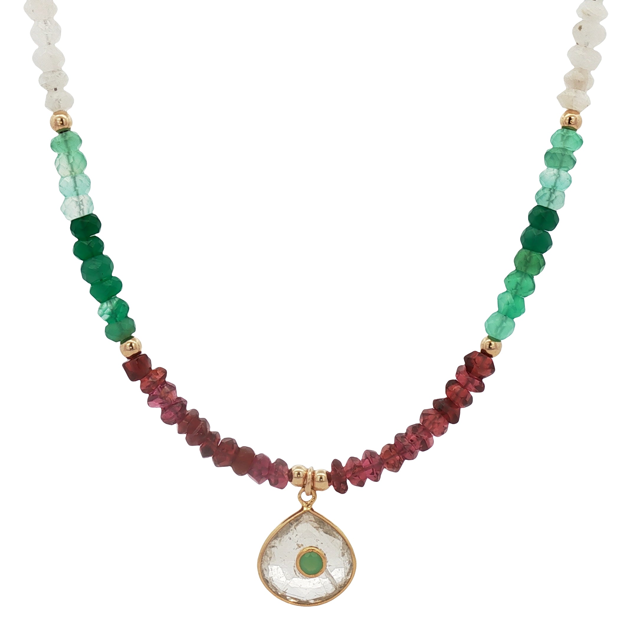 Collar de Cuentas Multicolor con Dije de Topacio