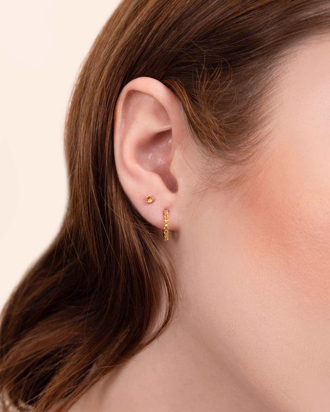 14K GOLD EARRINGS CITRINE 2.5MM - C'SANTOS