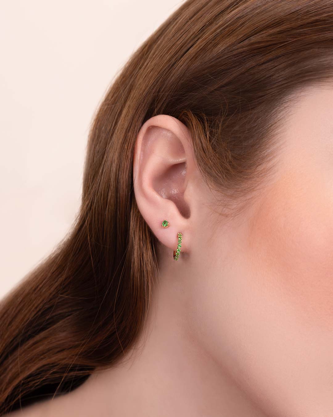 14K GOLD EARRINGS TSAVORITE 2.5MM - C'SANTOS