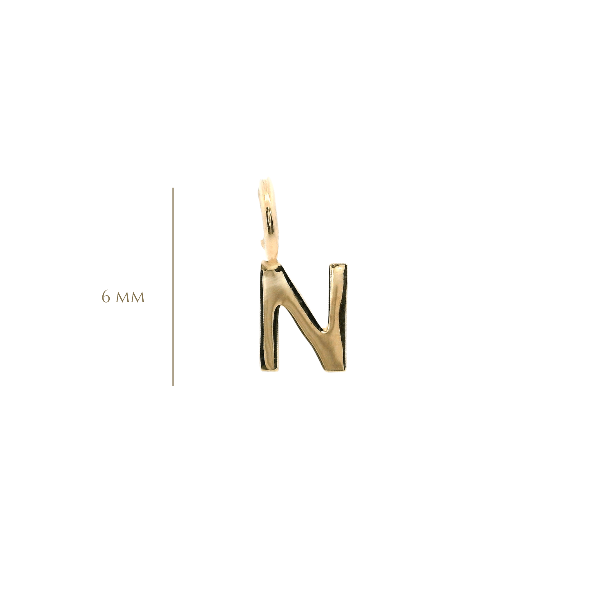 14KY 6MM LETTER N PENDANT - C'SANTOS