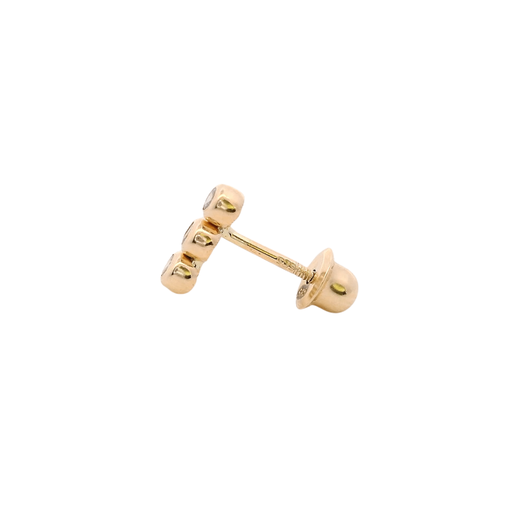 14KY BAR TRIPLE BEZEL PIERCING - C'SANTOS