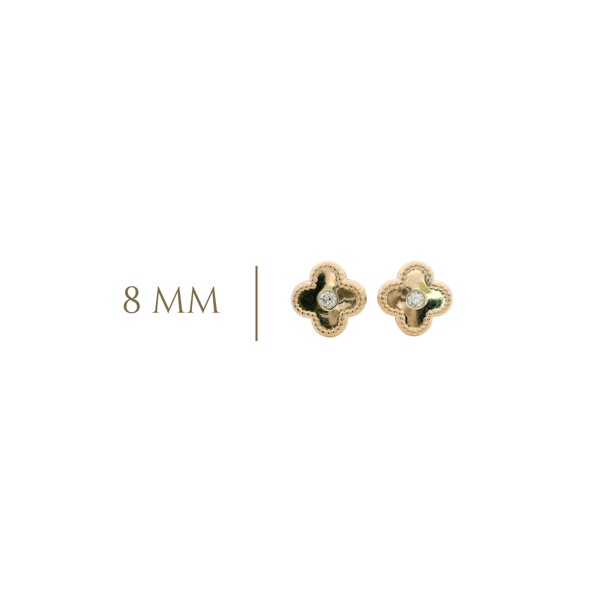 14KY CLOVER CENTER CZ 7MM EARRINGS - C'SANTOS