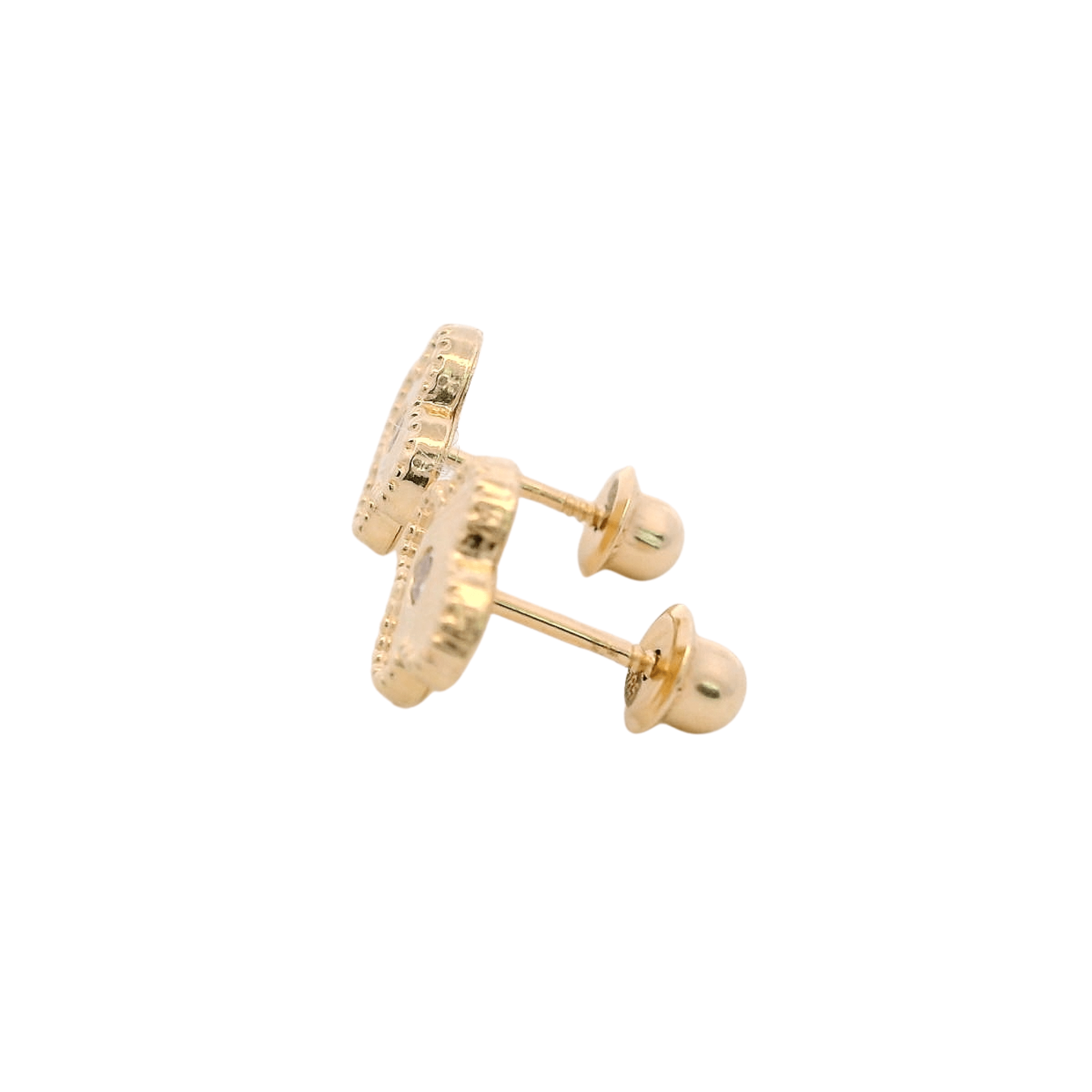14KY CLOVER CENTER CZ 7MM EARRINGS - C'SANTOS