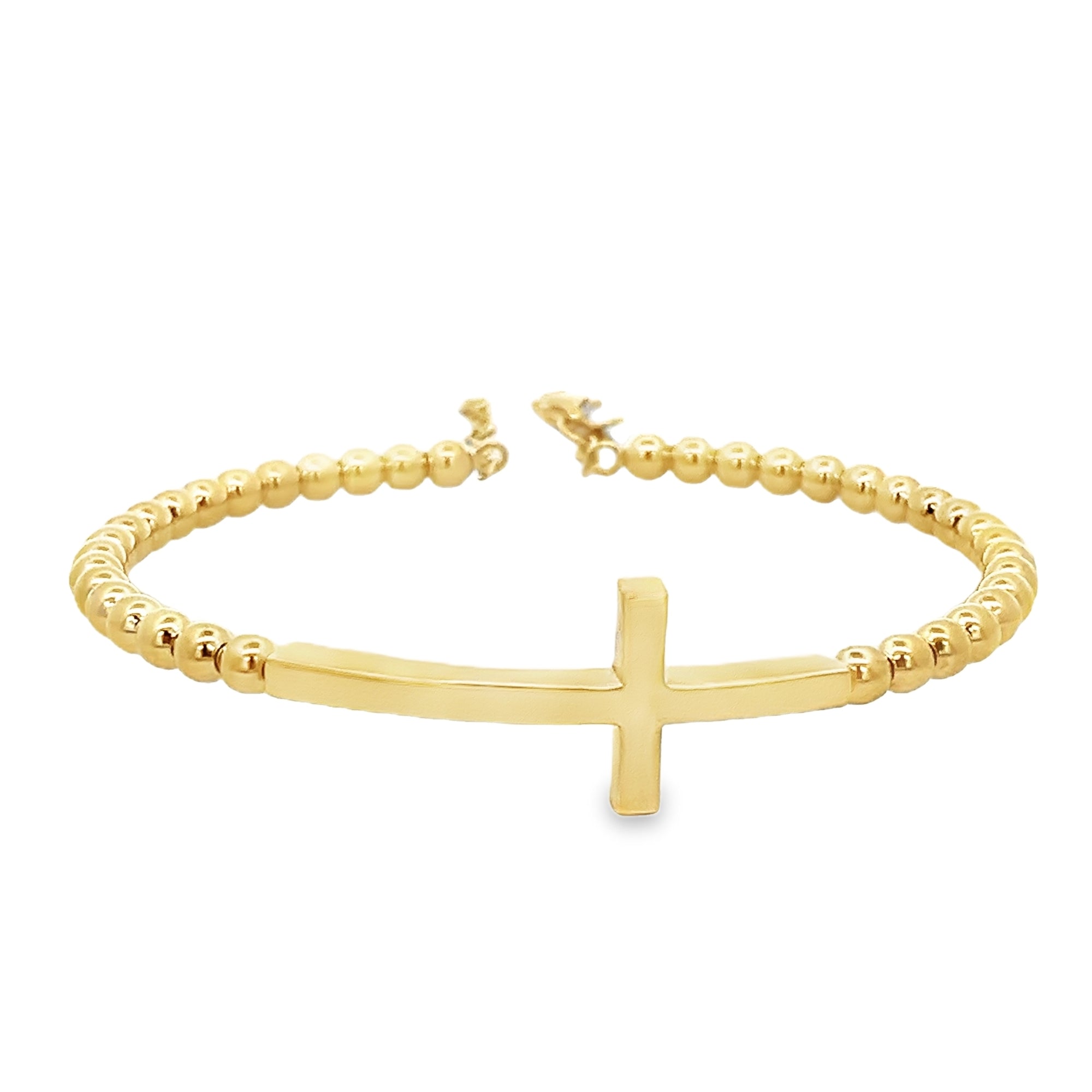 14KY CROSS AND BEADS BANGLE - C'SANTOS