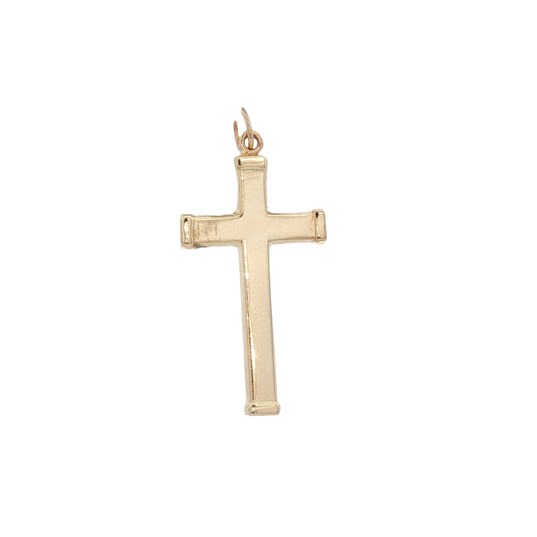 14KY CROSS WITH SQUARE EDGES 21MM PENDANT - C'SANTOS