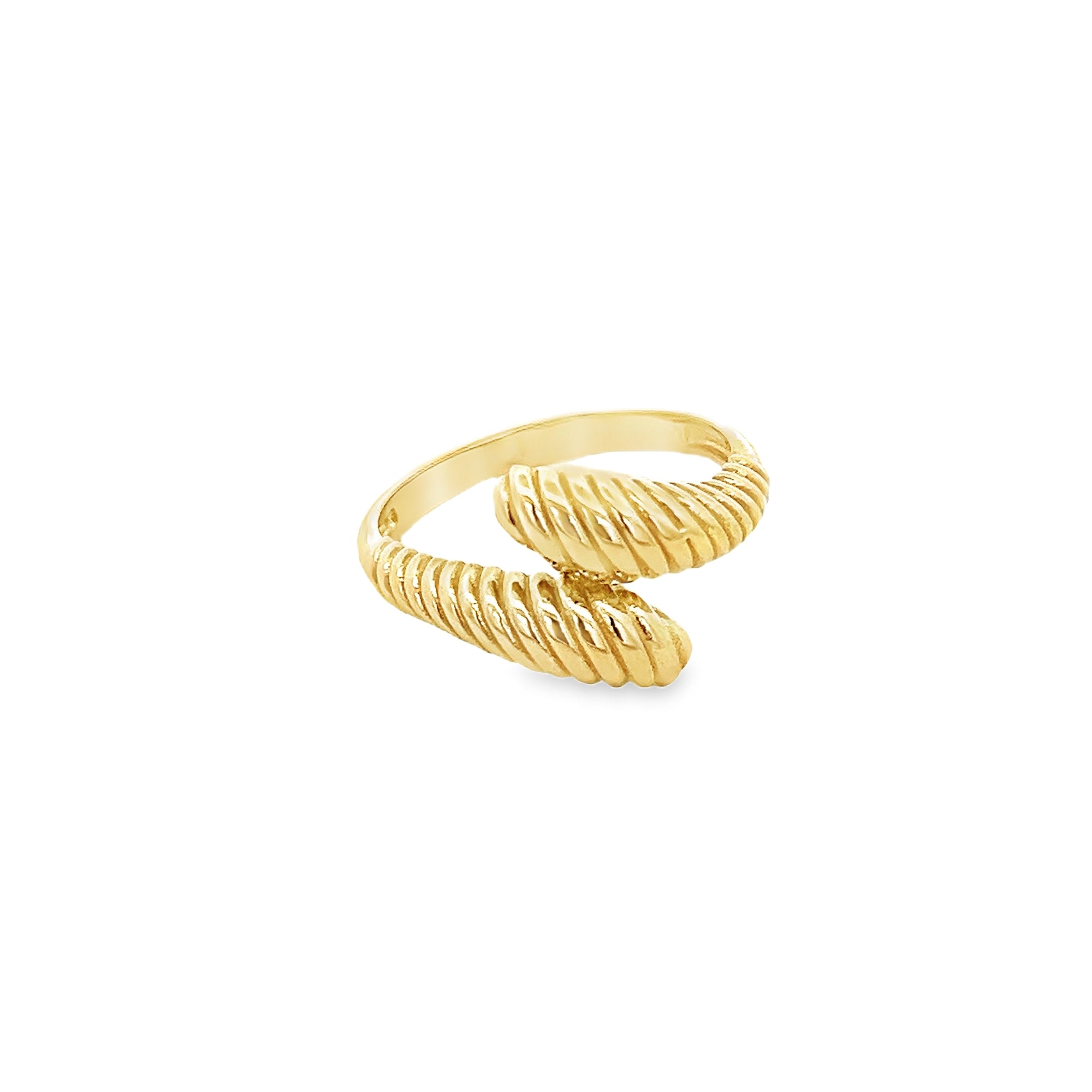 14KY DOUBLE DOME BYPASS TEXTURE RING T8 - C'SANTOS