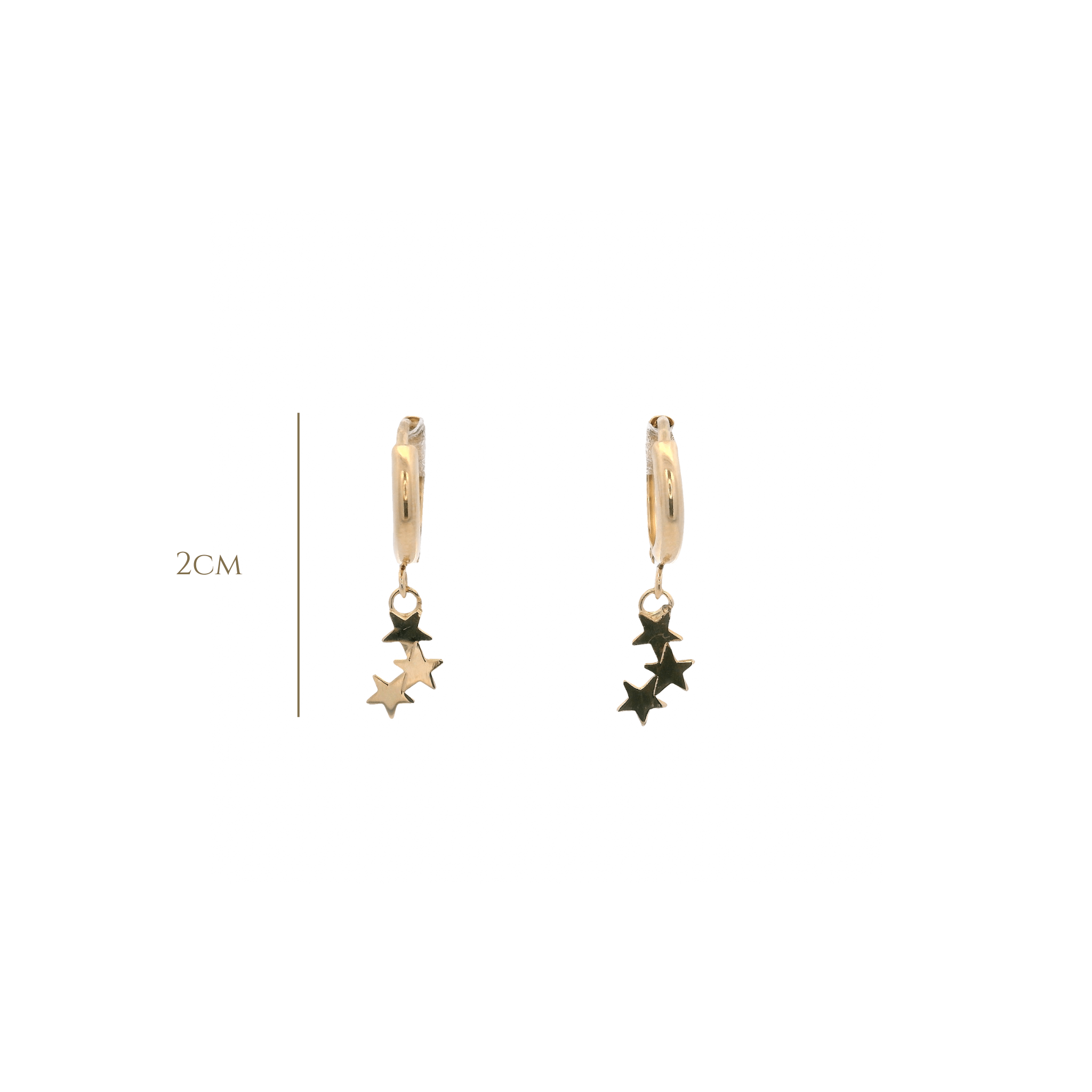 14KY HUGGIE 10MM AND STARS EARRINGS - C'SANTOS